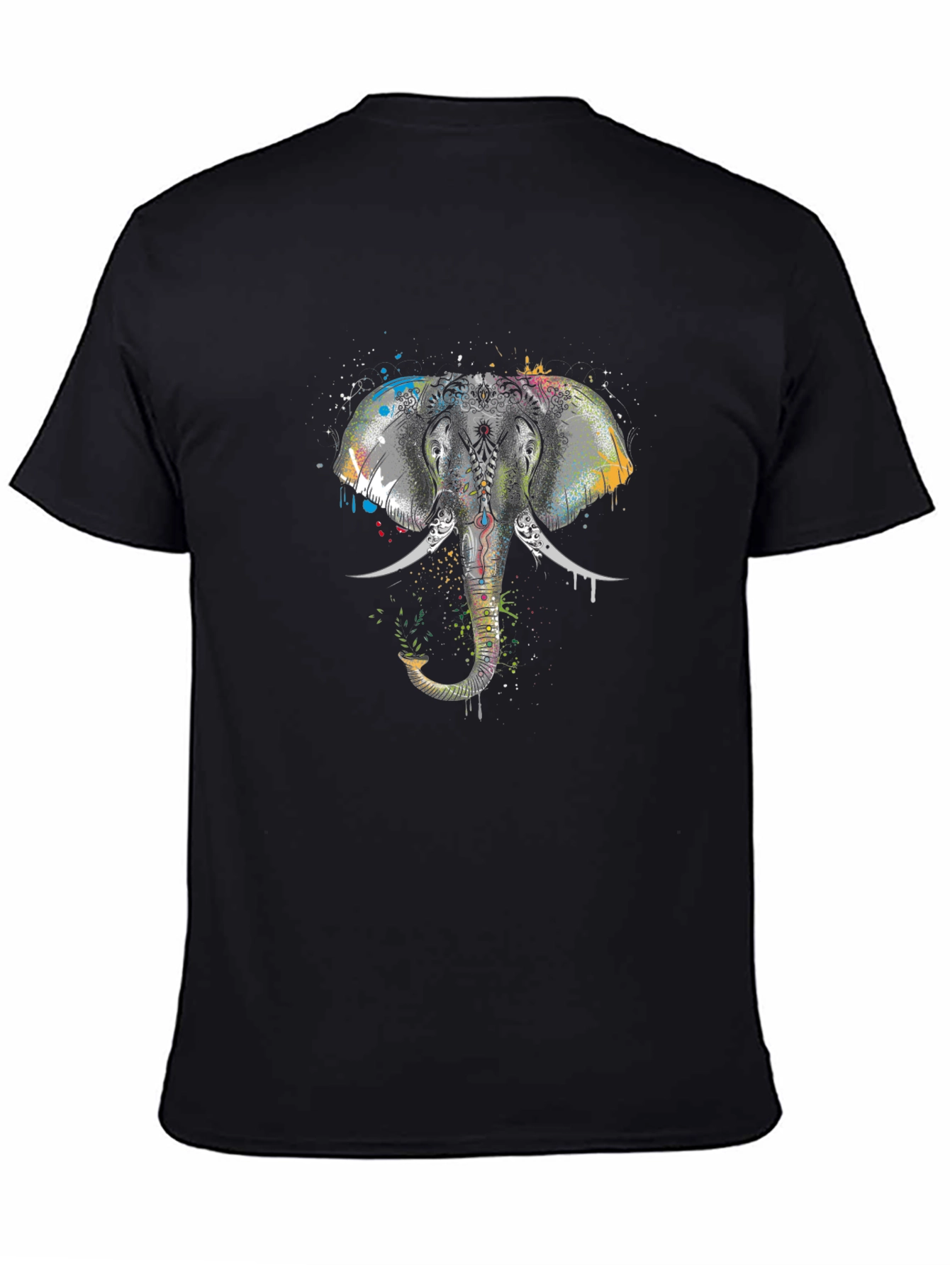 Elephant Graphic Tee - Black Cotton T-Shirt