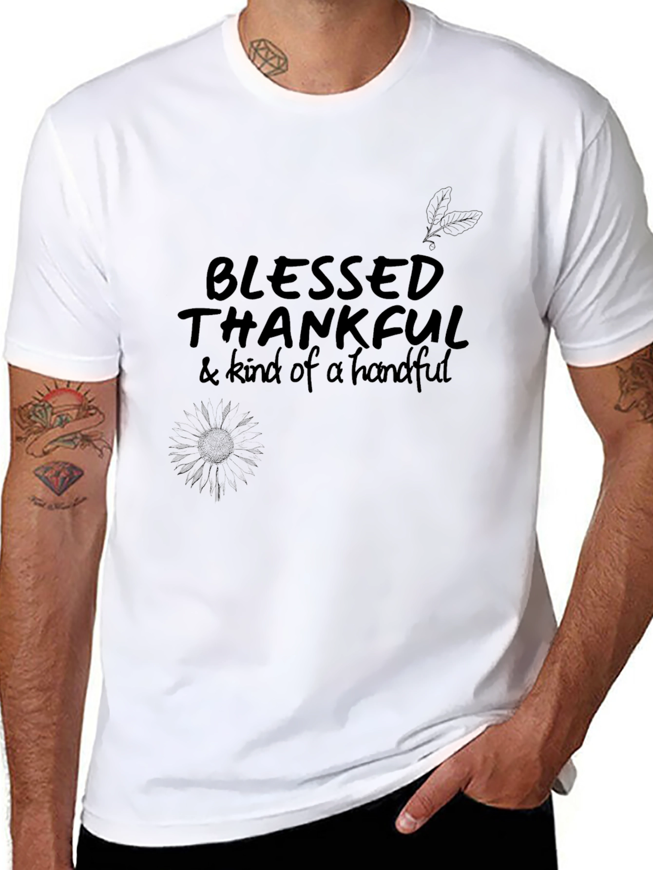 Blessed Thankful Graphic Tee - Black