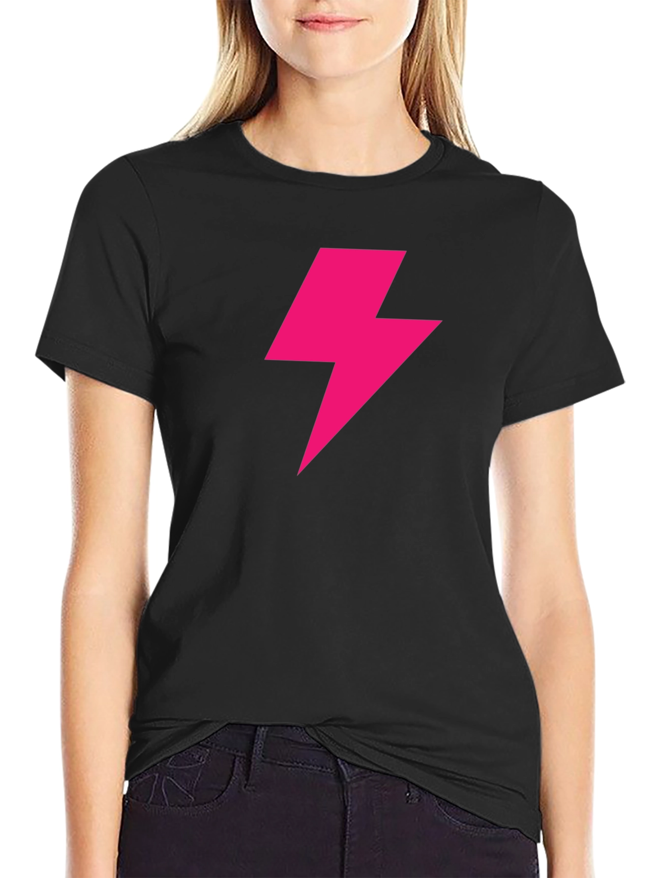 Lightning Bolt Graphic Tee - Bold Black T-Shirt