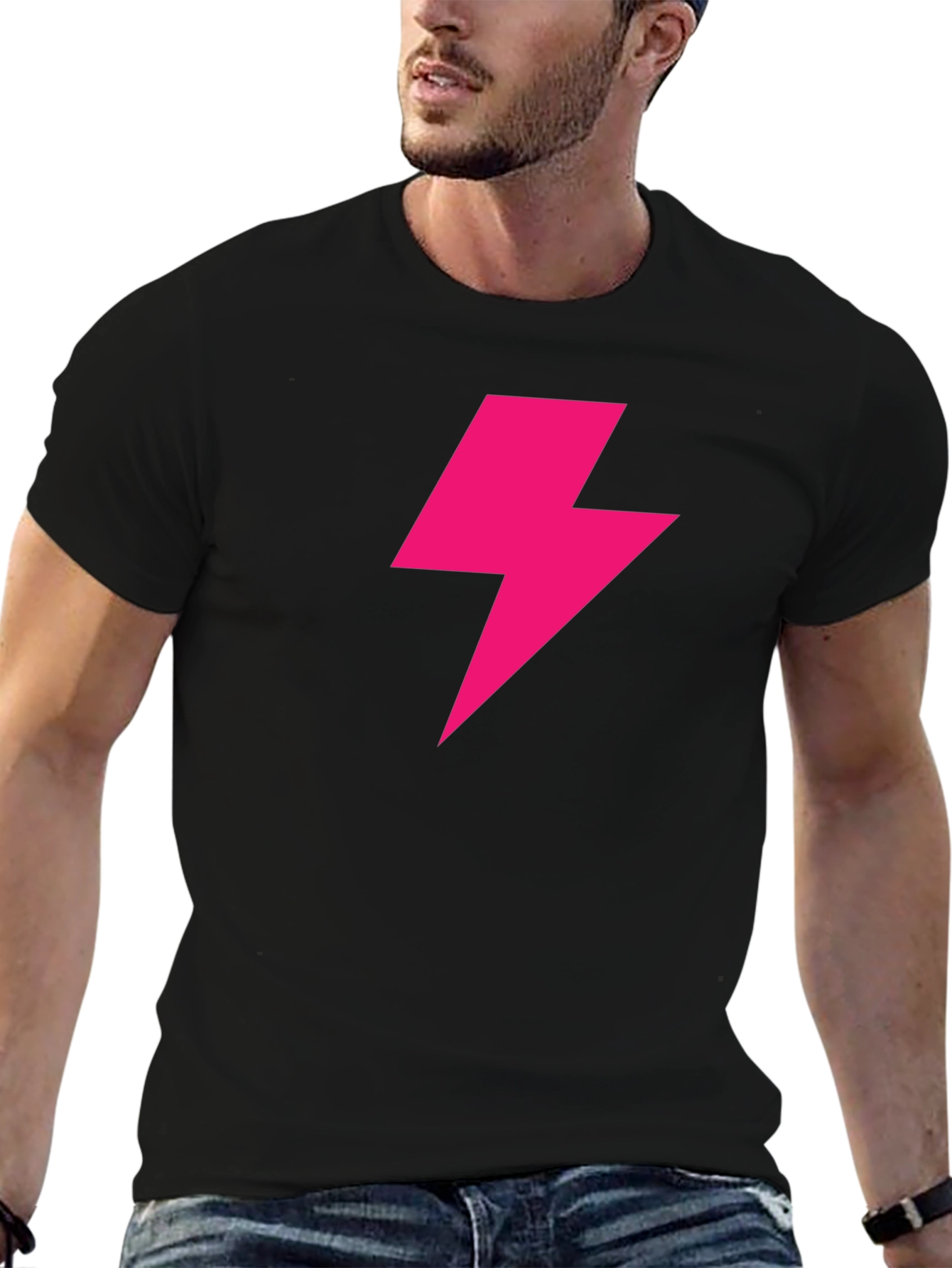 Lightning Bolt Graphic Tee - Bold Black T-Shirt