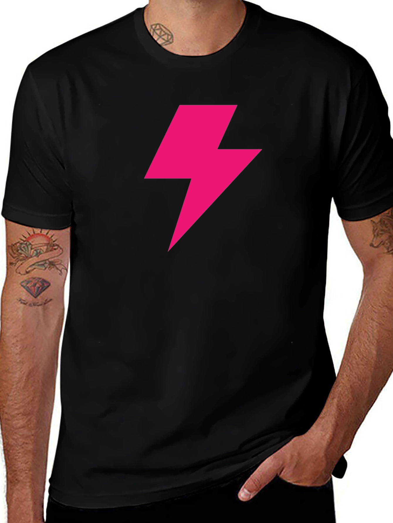 Lightning Bolt Graphic Tee - Bold Black T-Shirt