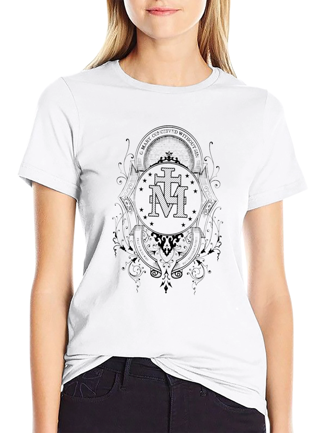 Black Graphic Tee - Religious Symbol