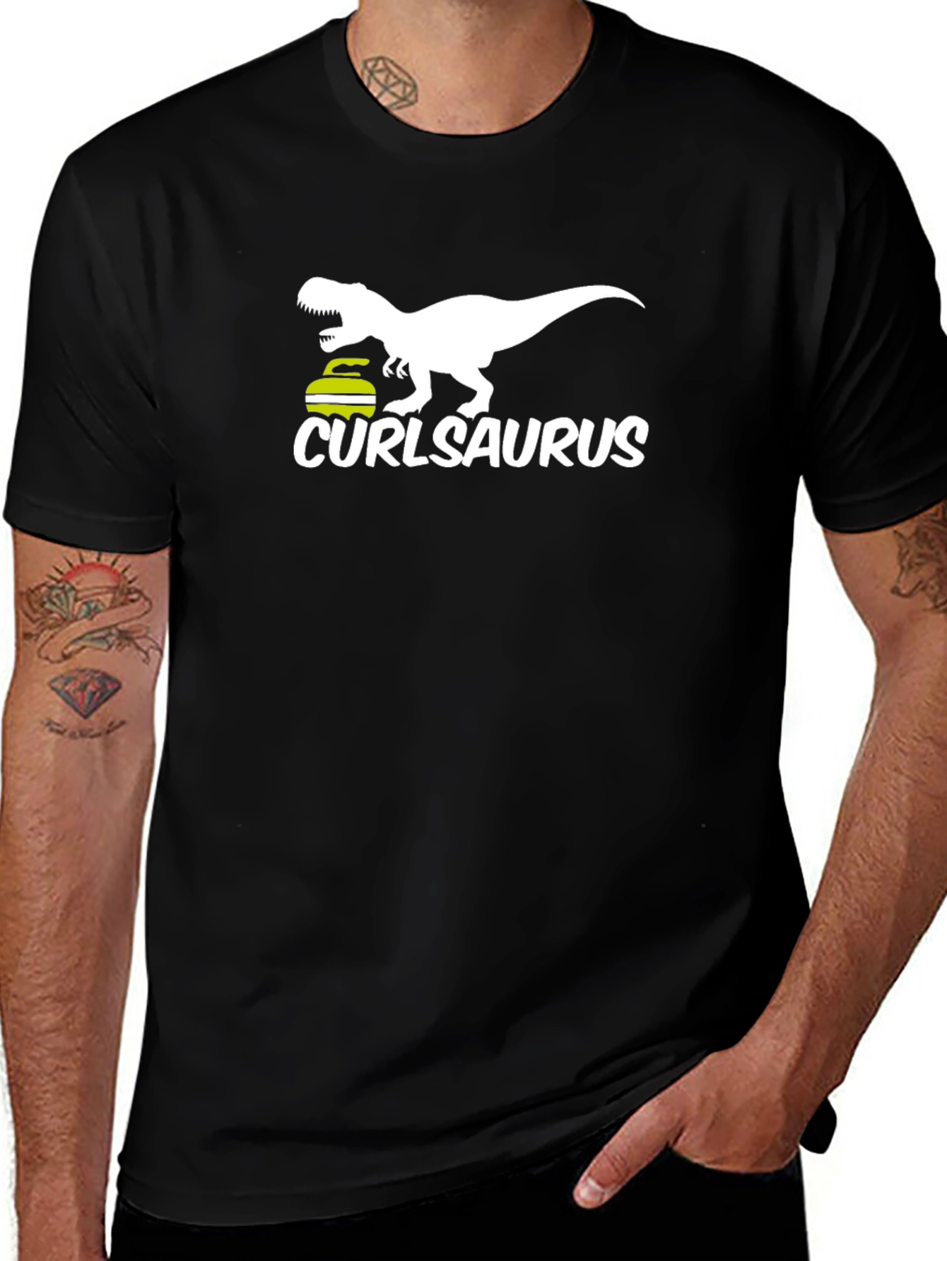 Curlasaurus T-Shirt - Curling Dinosaur Tee