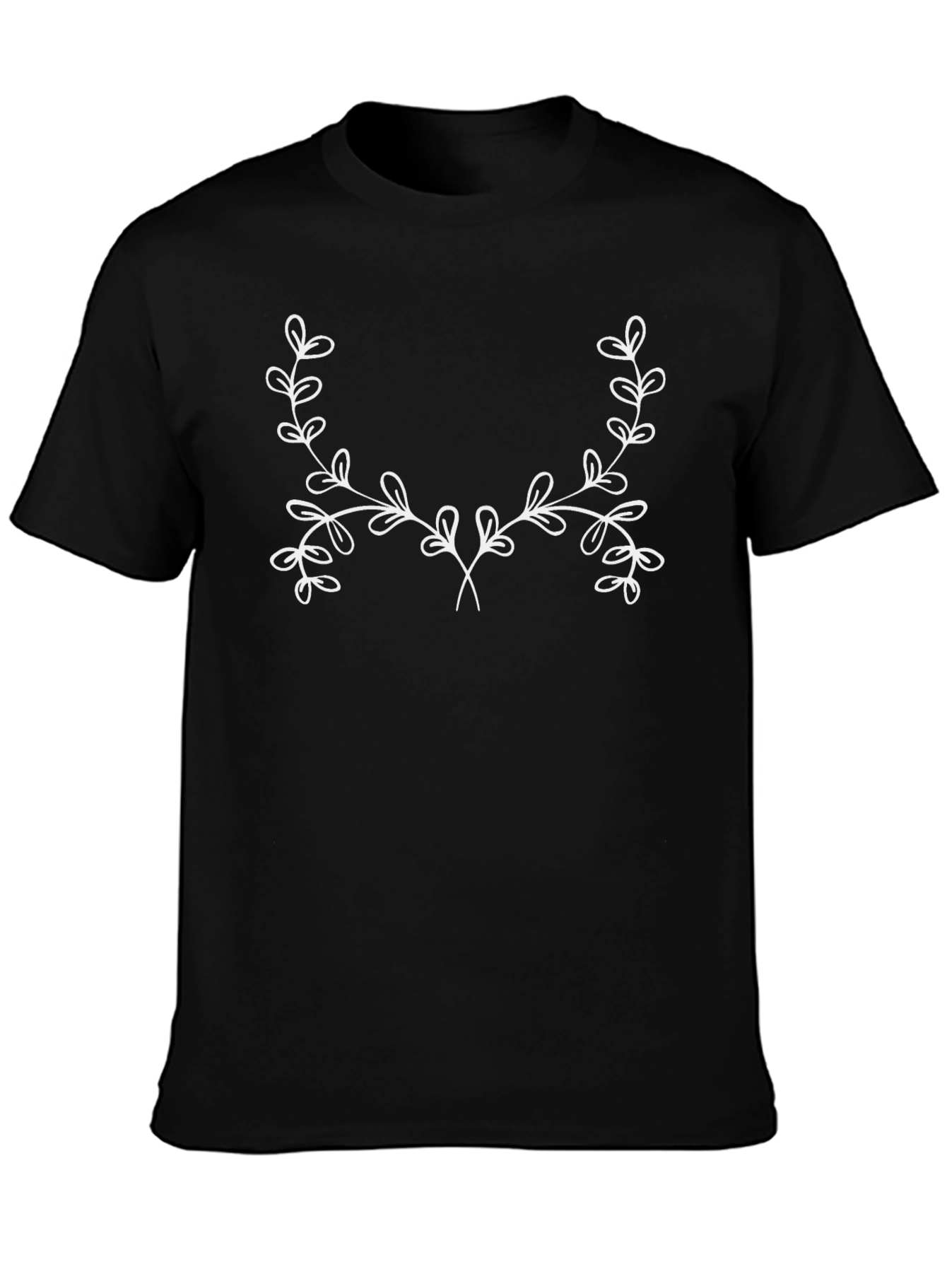 Elegant Botanical Print T-Shirt - Soft Black Cotton Blend