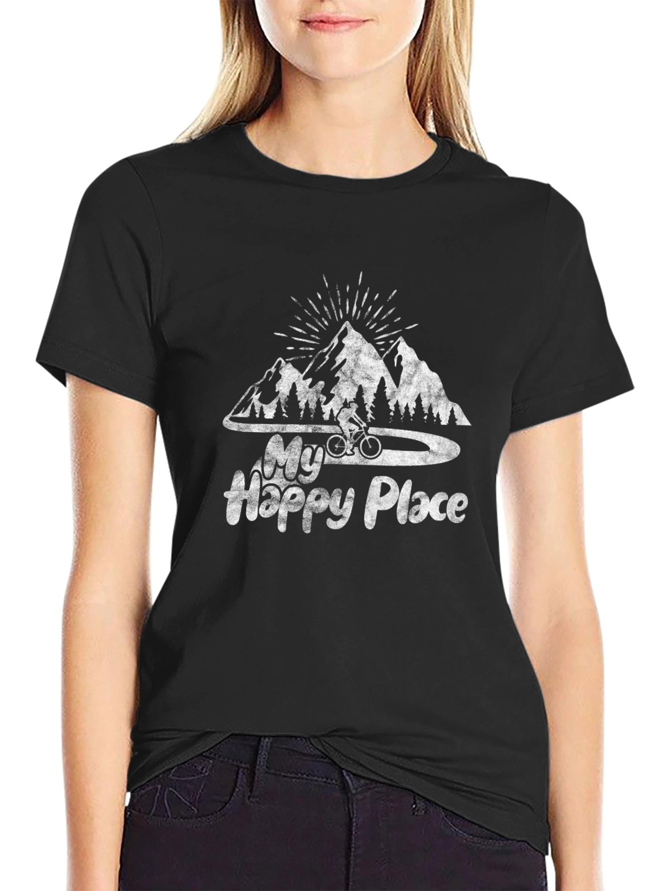My Happy Place Mountain Biking Graphic Tee