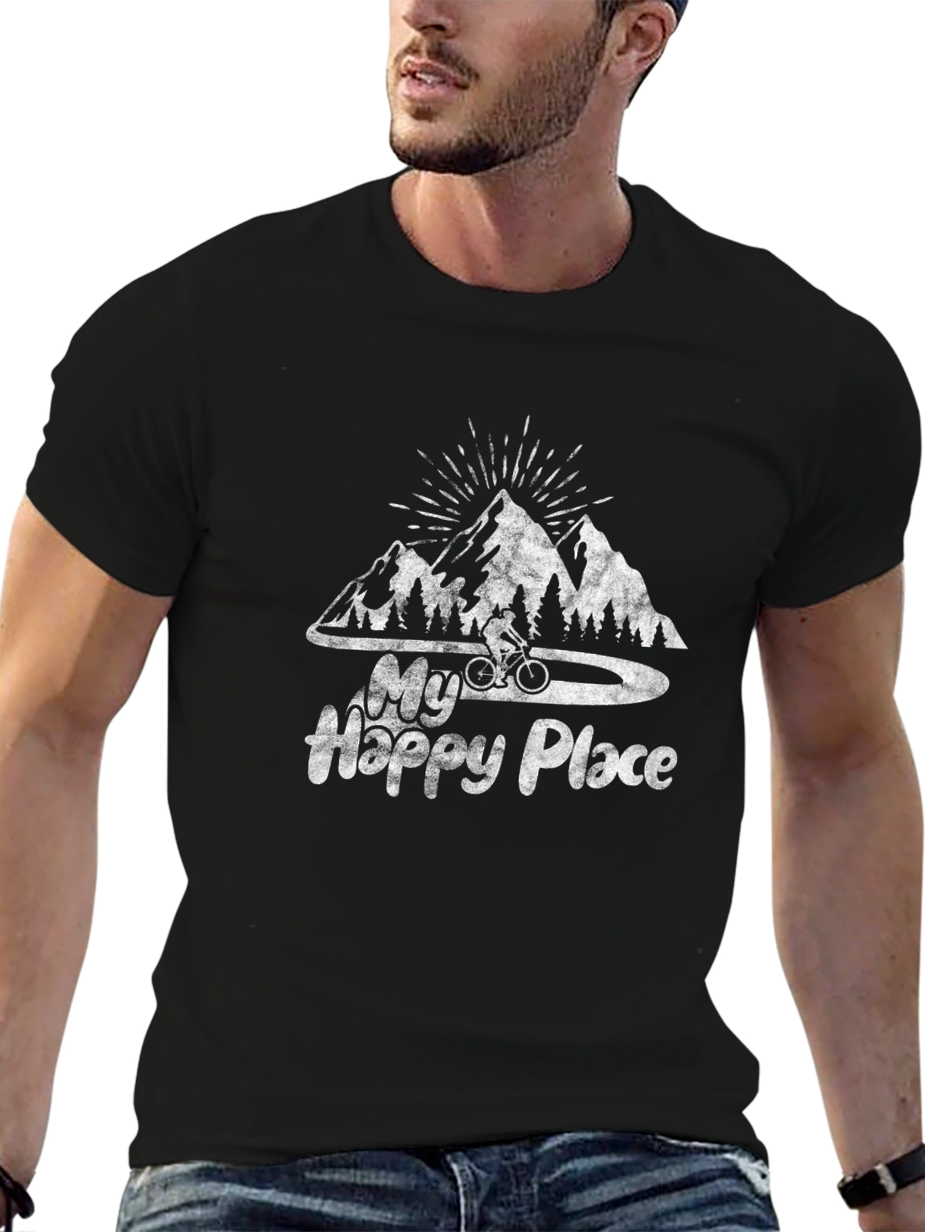 My Happy Place Mountain Biking Graphic Tee