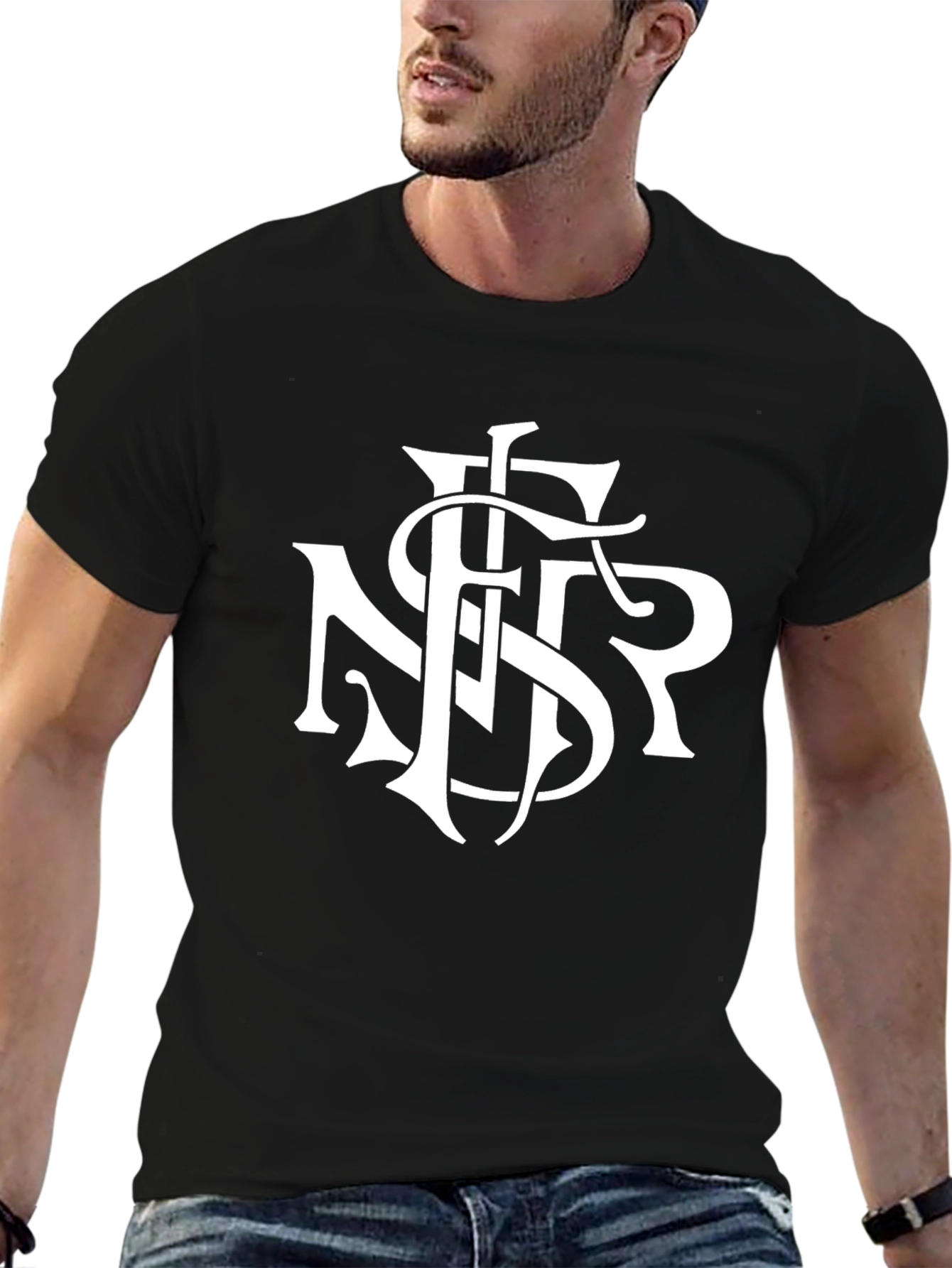 Monogrammed Black Graphic Tee