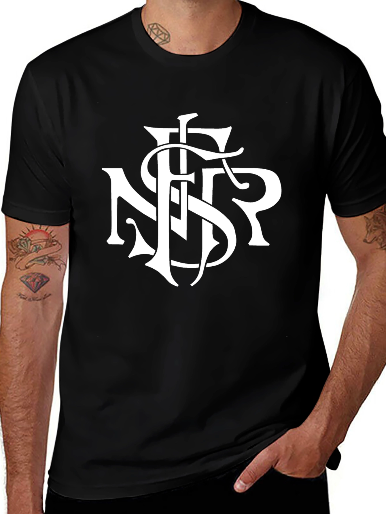 Monogrammed Black Graphic Tee