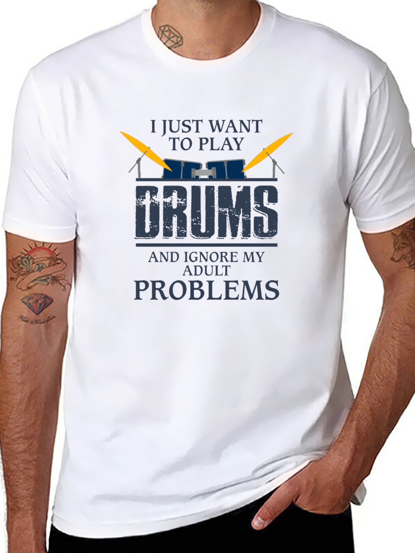 Drummer T-Shirt: Ignore Adult Problems and Play Drums