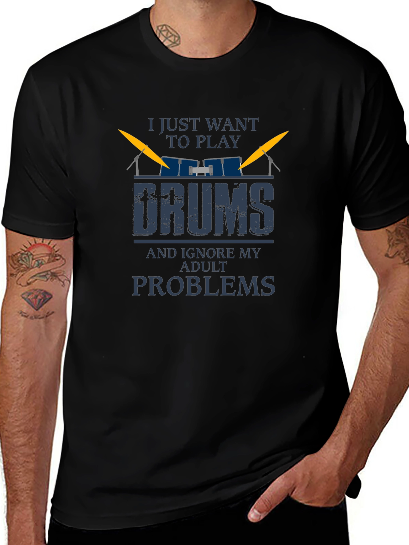 Drummer T-Shirt: Ignore Adult Problems and Play Drums