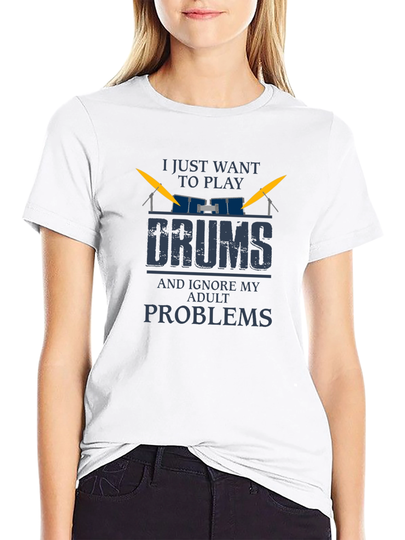 Drummer T-Shirt: Ignore Adult Problems and Play Drums