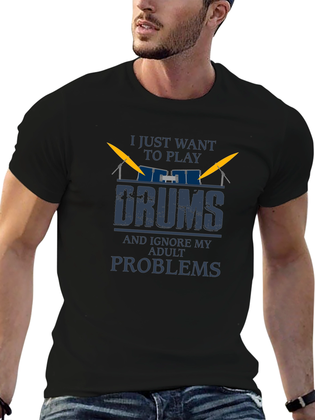 Drummer T-Shirt: Ignore Adult Problems and Play Drums