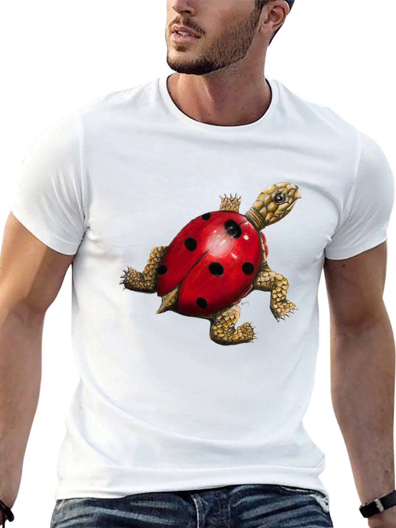 Turtle Ladybug Black Graphic Tee