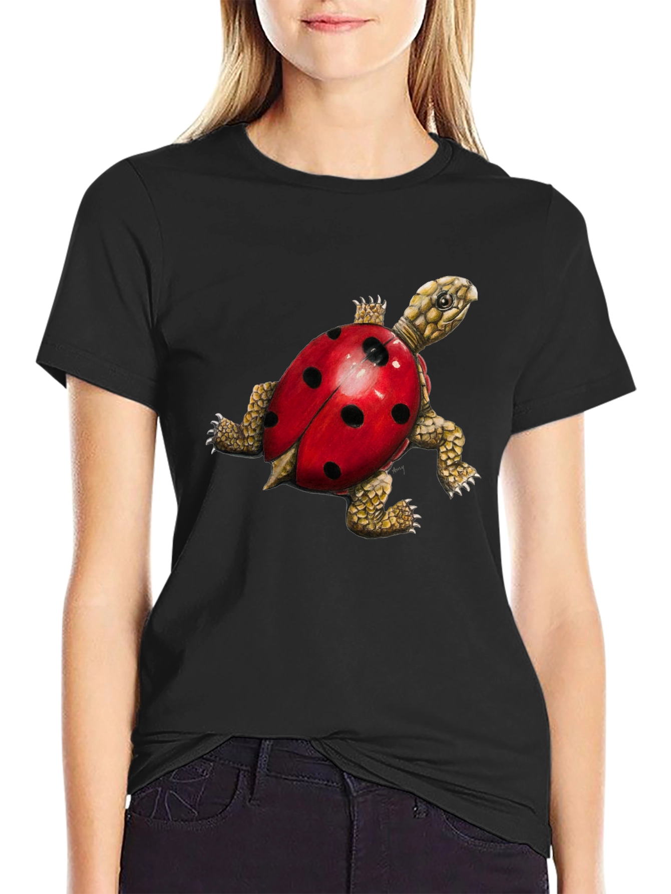 Turtle Ladybug Black Graphic Tee