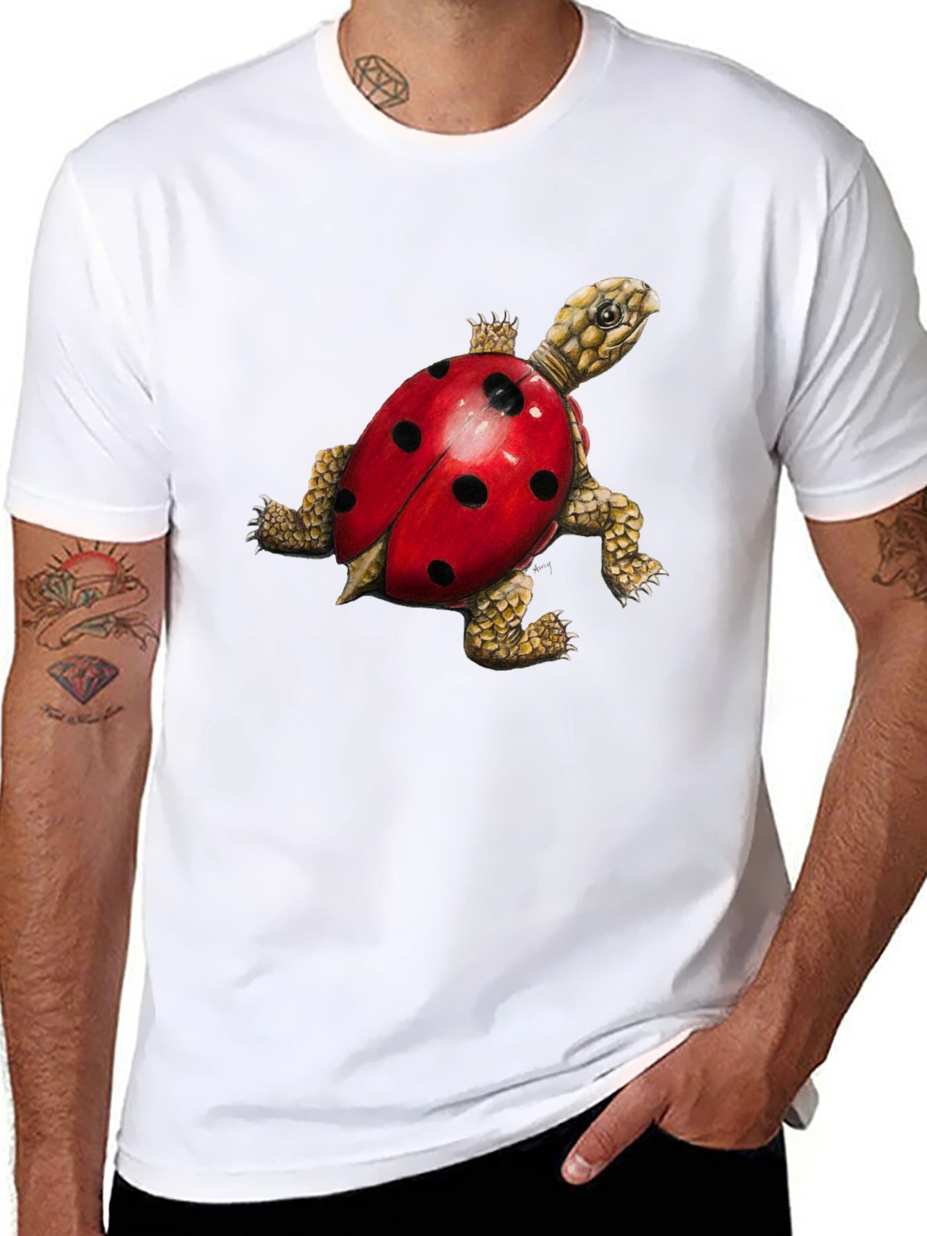 Turtle Ladybug Black Graphic Tee