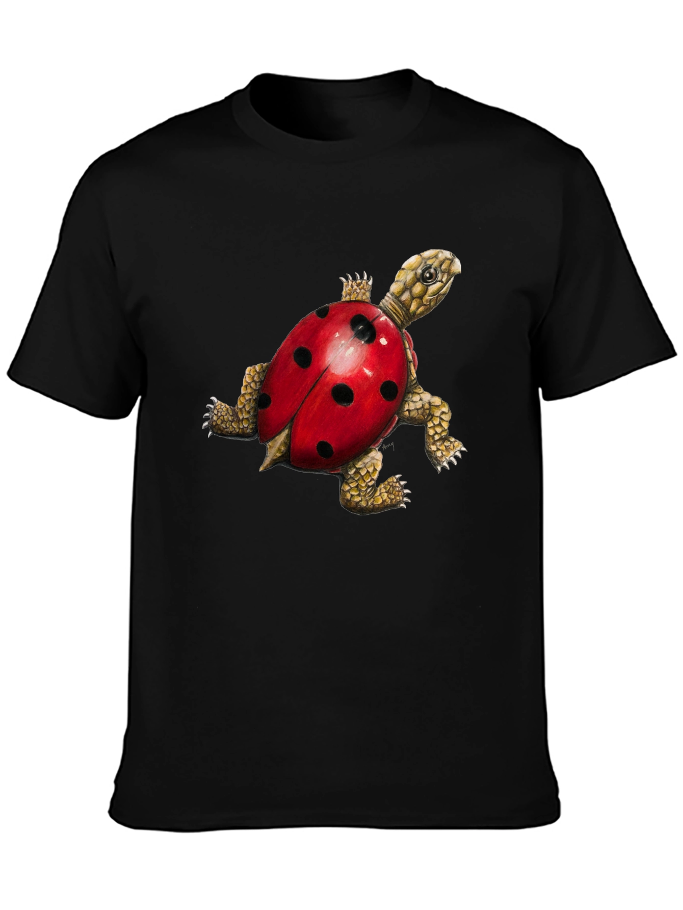 Turtle Ladybug Black Graphic Tee