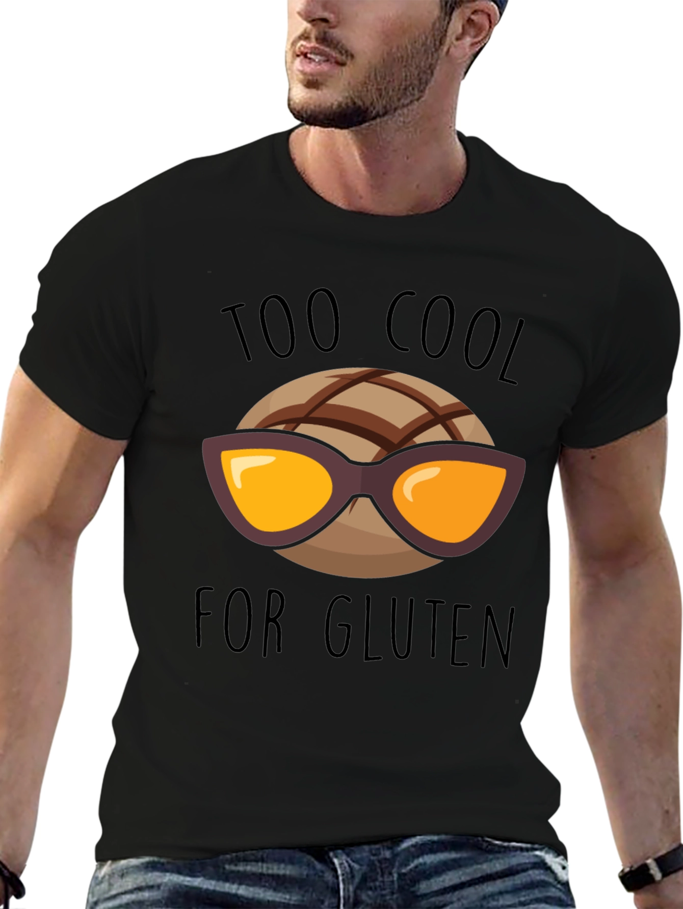 Too Cool for Gluten Black T-Shirt