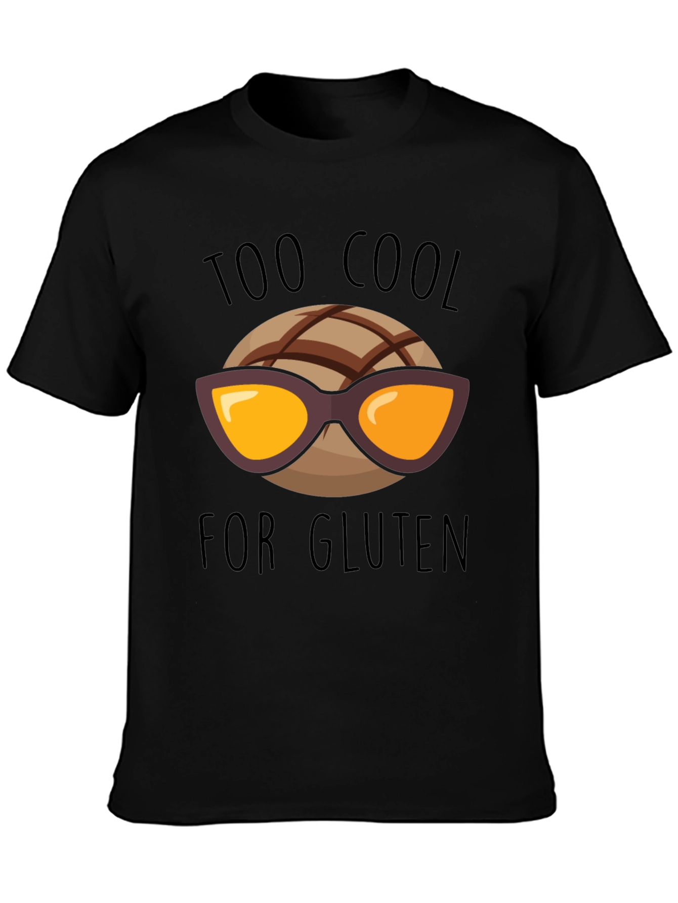 Too Cool for Gluten Black T-Shirt
