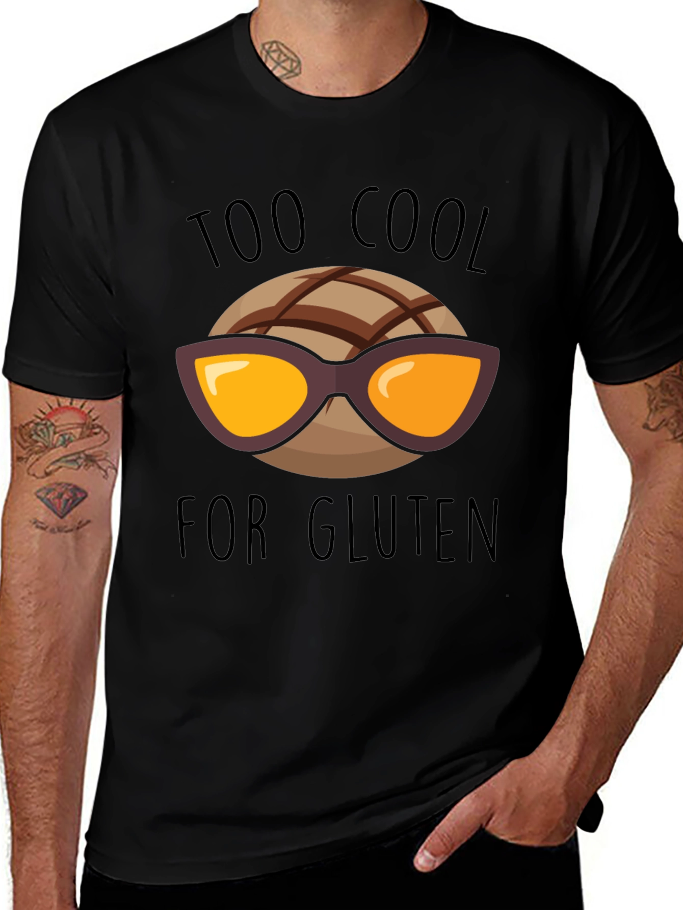 Too Cool for Gluten Black T-Shirt