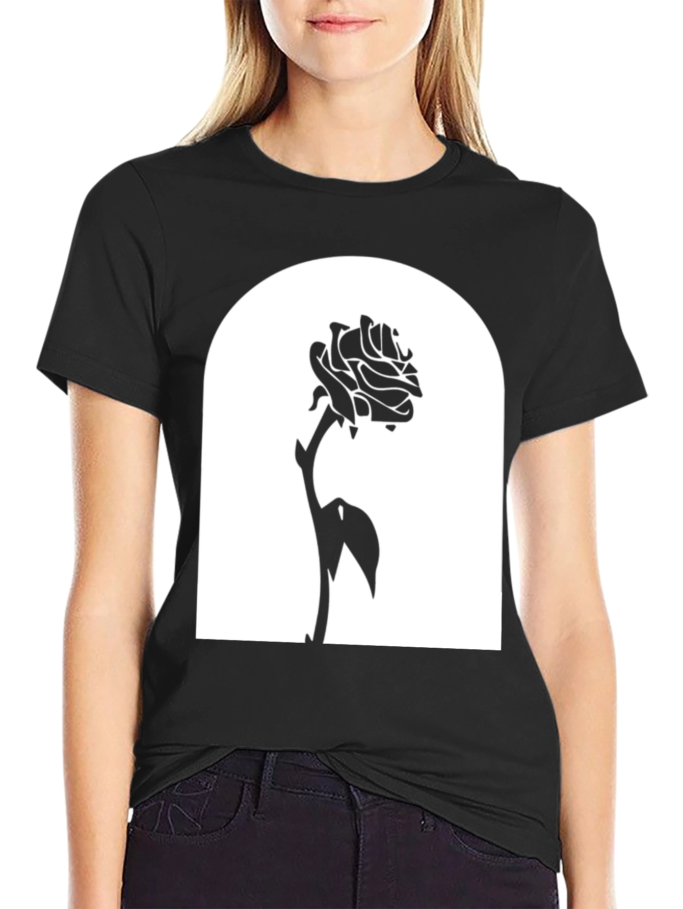 Enchanted Rose Graphic Tee - Black