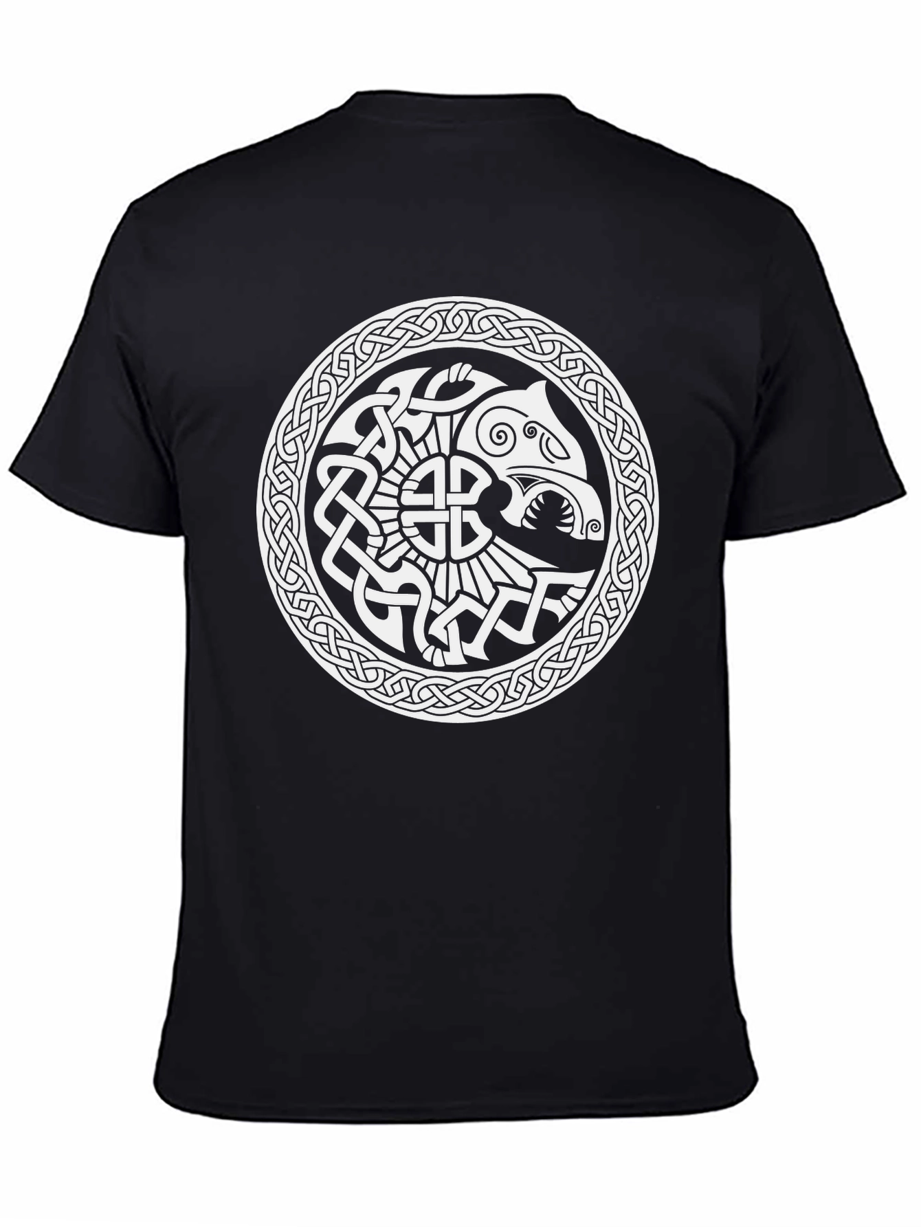 Celtic Knot Wolf Design Black T-Shirt