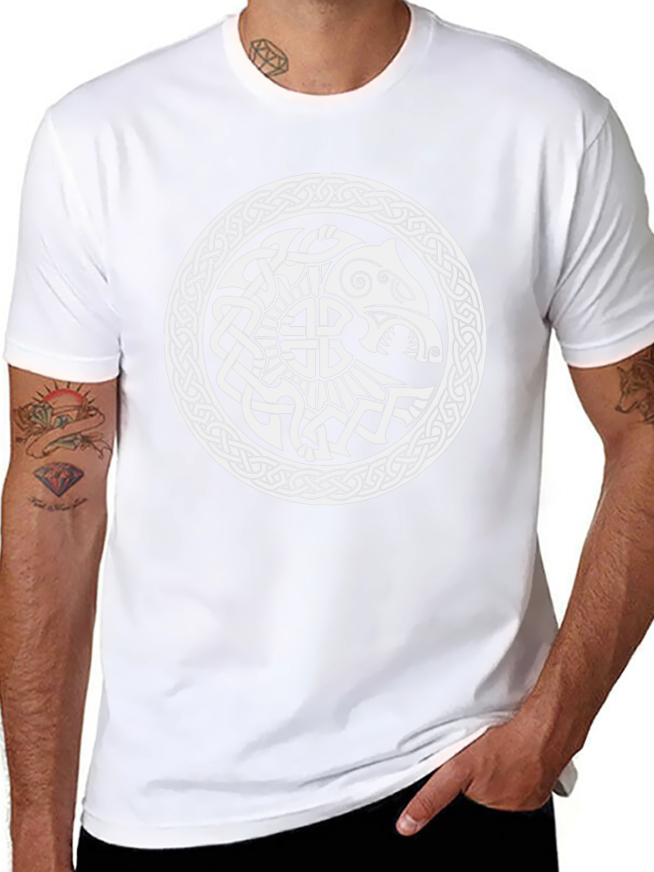 Celtic Knot Wolf Design Black T-Shirt