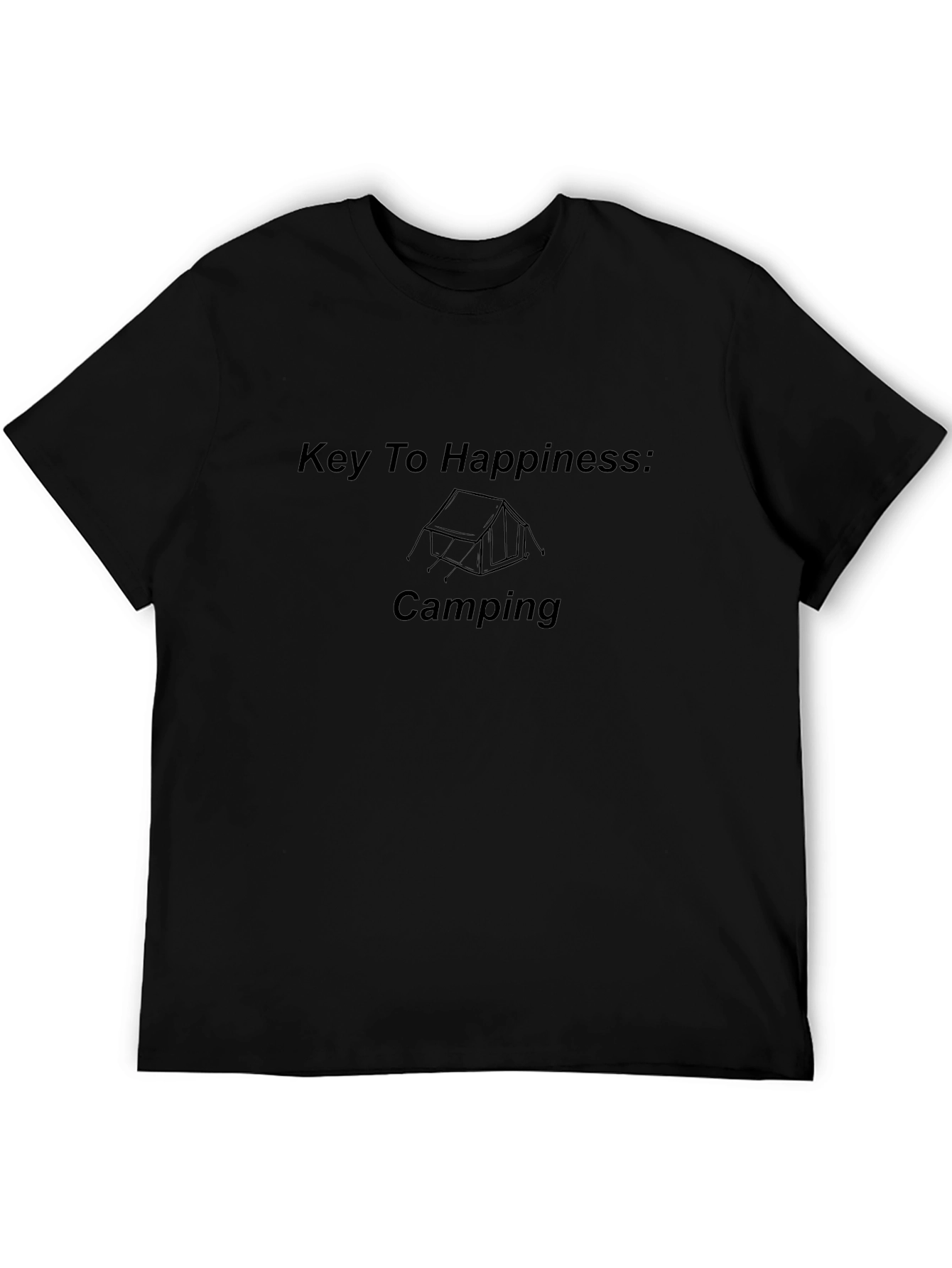 Key To Happiness Camping Black T-Shirt