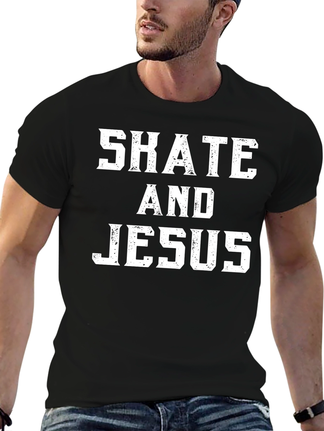 Skate and Jesus Black Graphic Tee