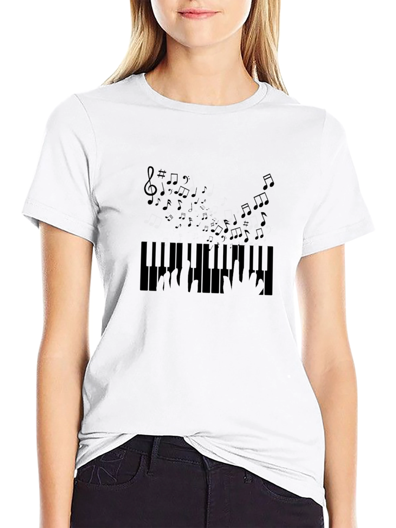 Musical Piano Keys Graphic Tee - Black