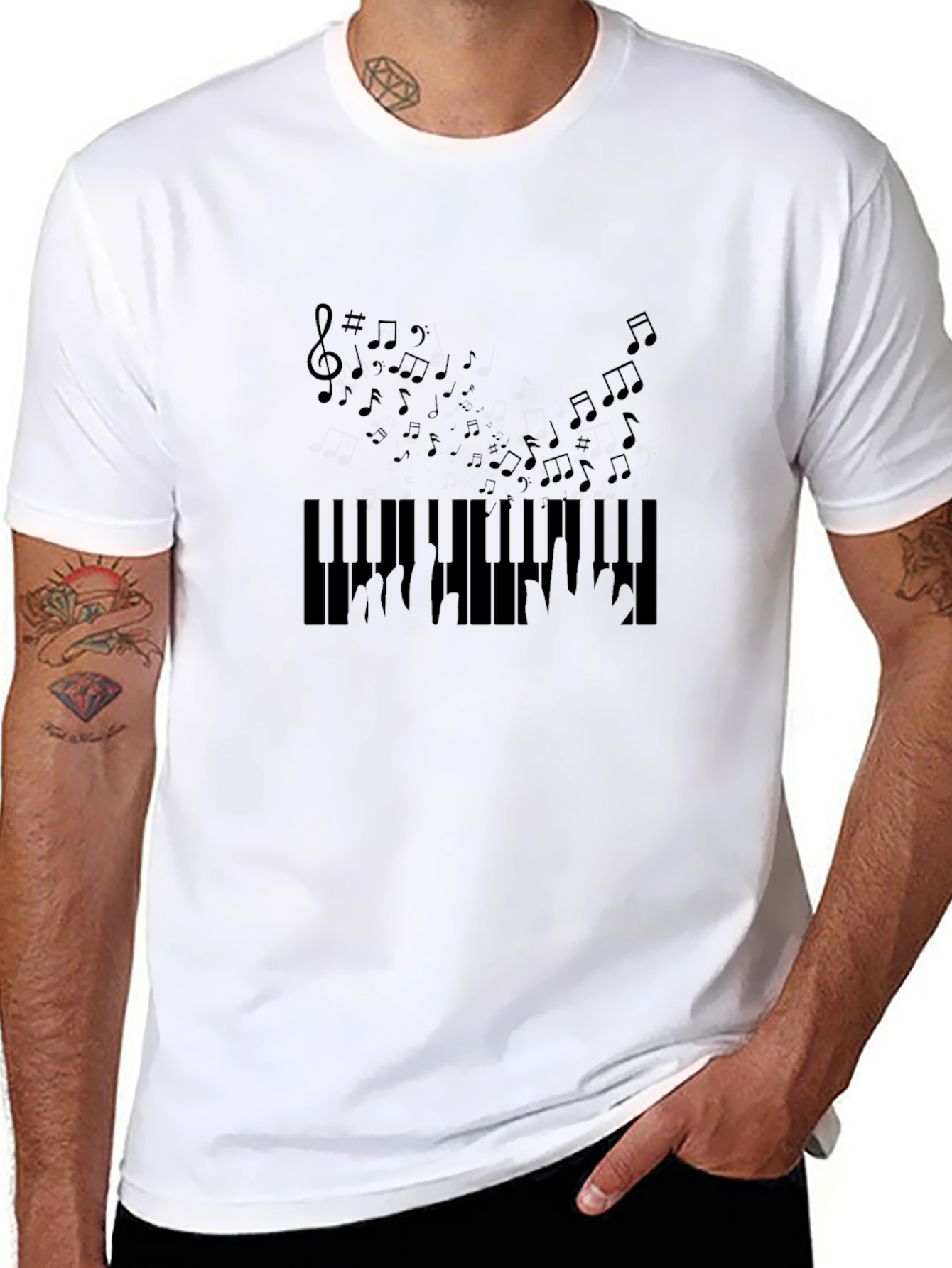 Musical Piano Keys Graphic Tee - Black