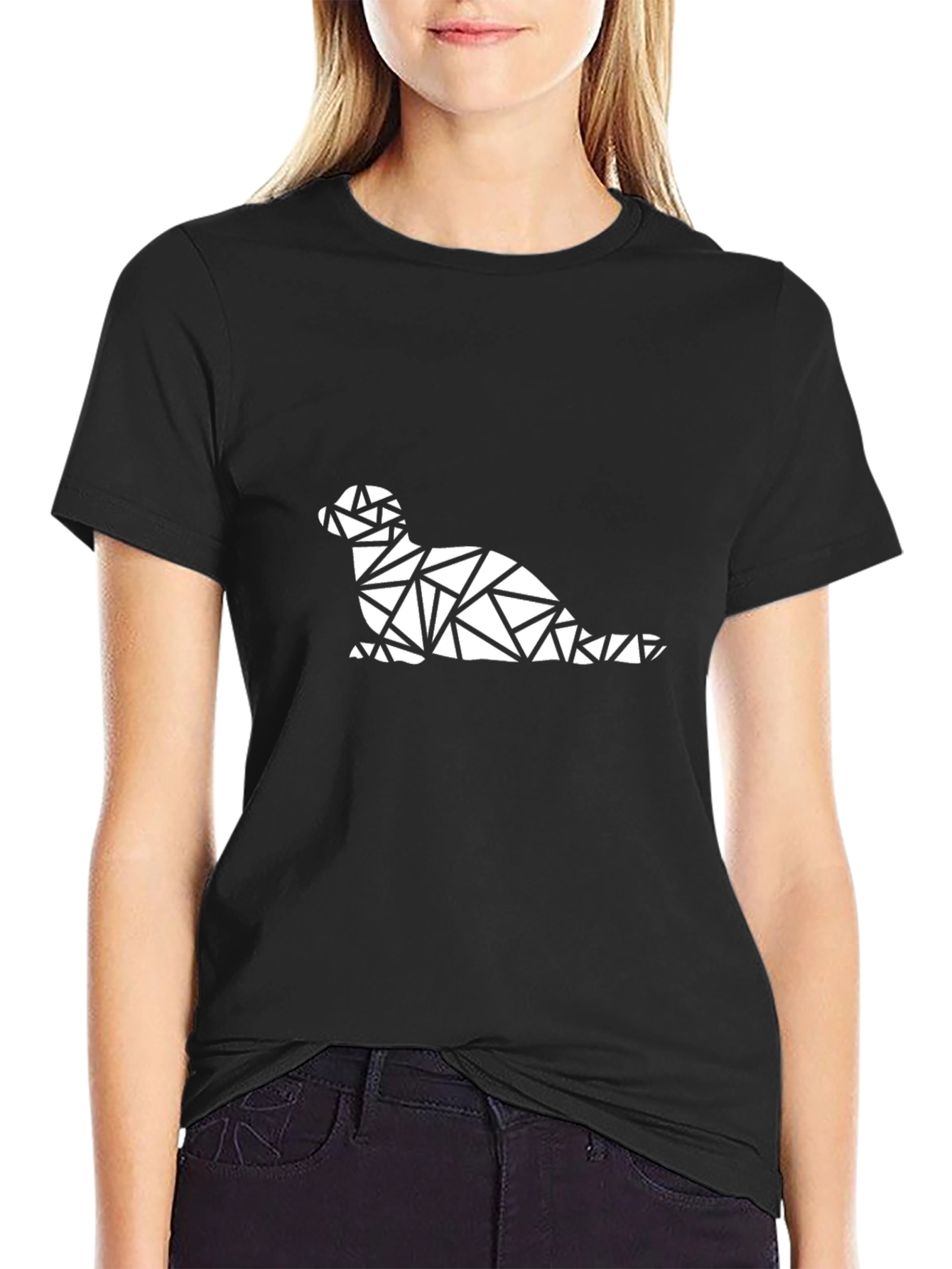 Geometric Seal Graphic Tee - Black