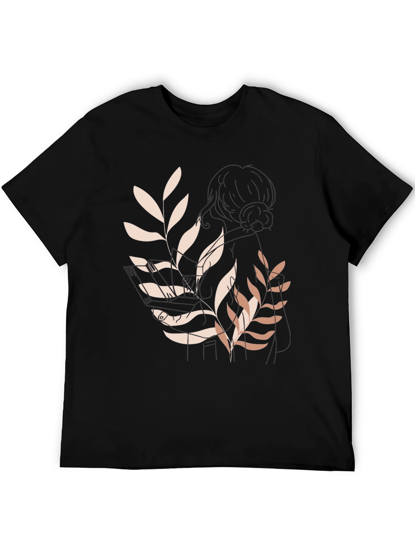 Botanical Print Black Tee - Modern Casual Style