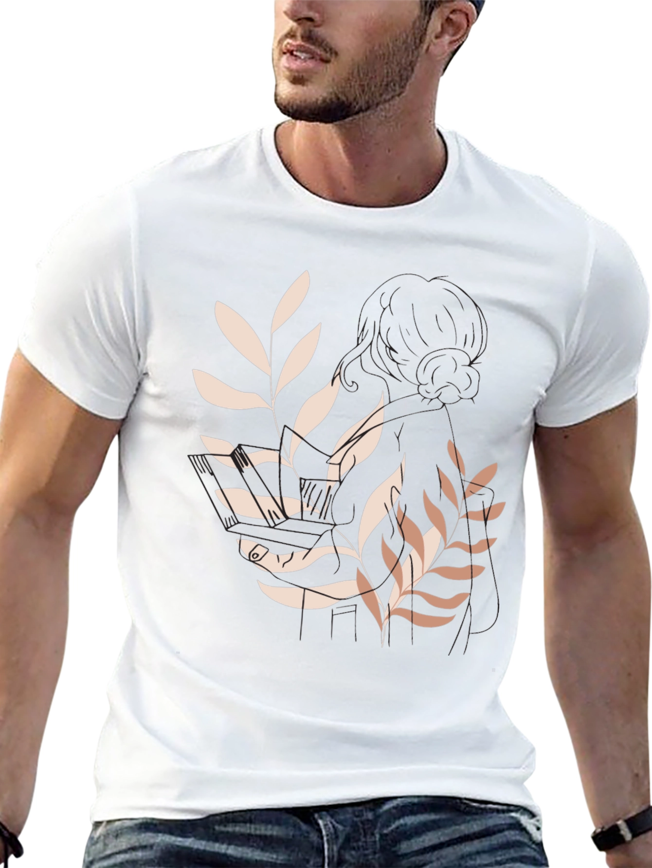 Botanical Print Black Tee - Modern Casual Style