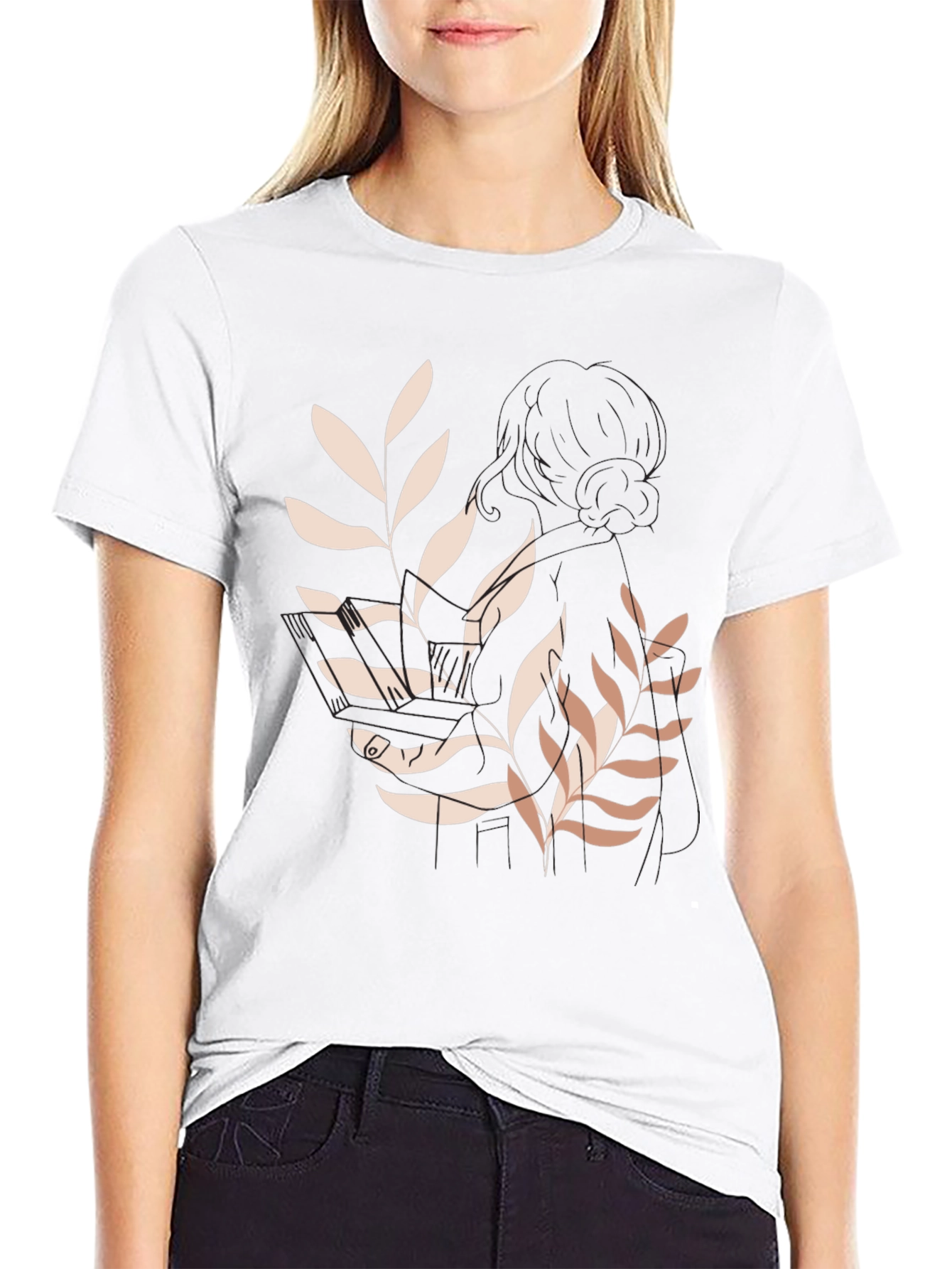Botanical Print Black Tee - Modern Casual Style
