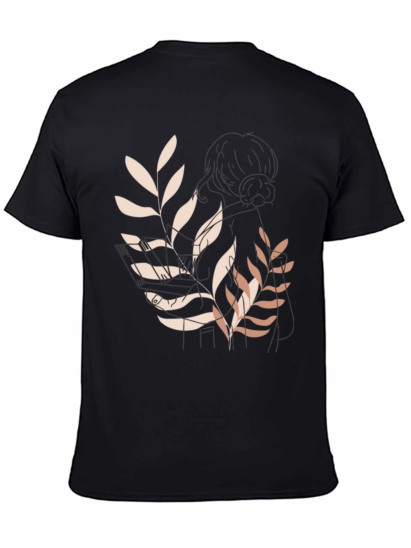 Botanical Print Black Tee - Modern Casual Style