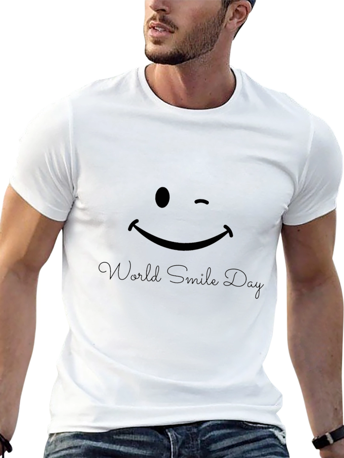 World Smile Day Wink Emoji Black T-Shirt