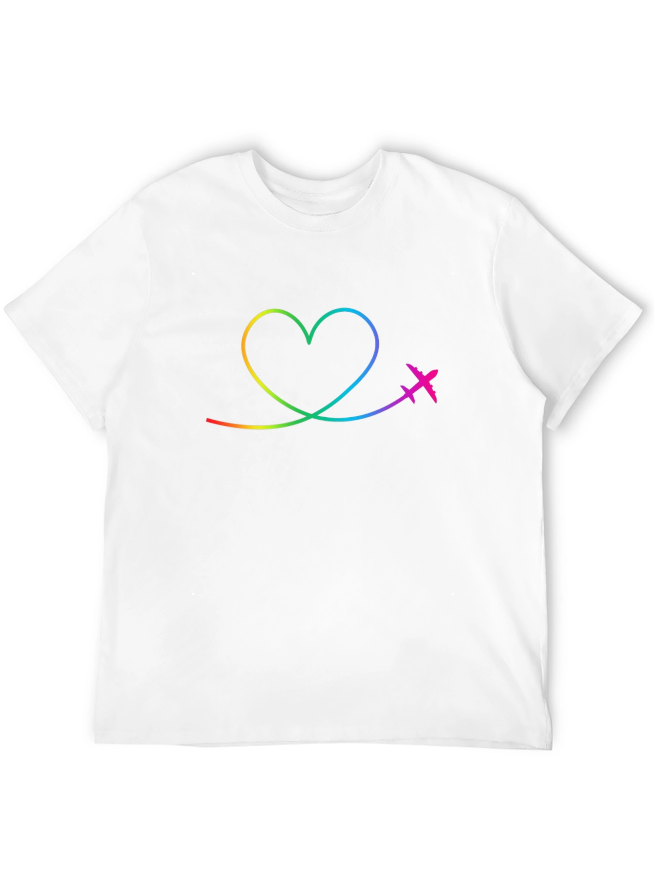 Rainbow Heart Airplane Travel T-Shirt