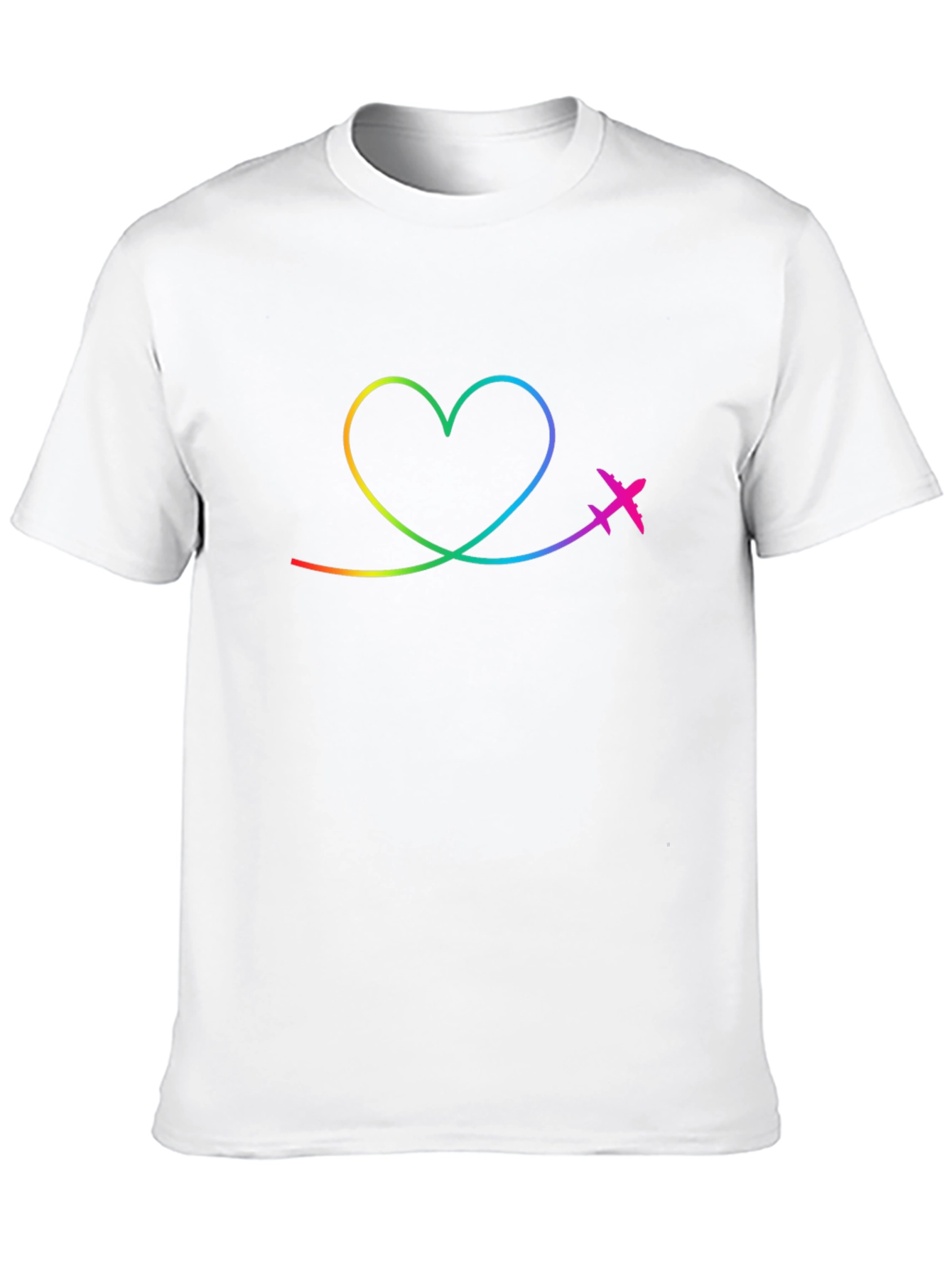 Rainbow Heart Airplane Travel T-Shirt