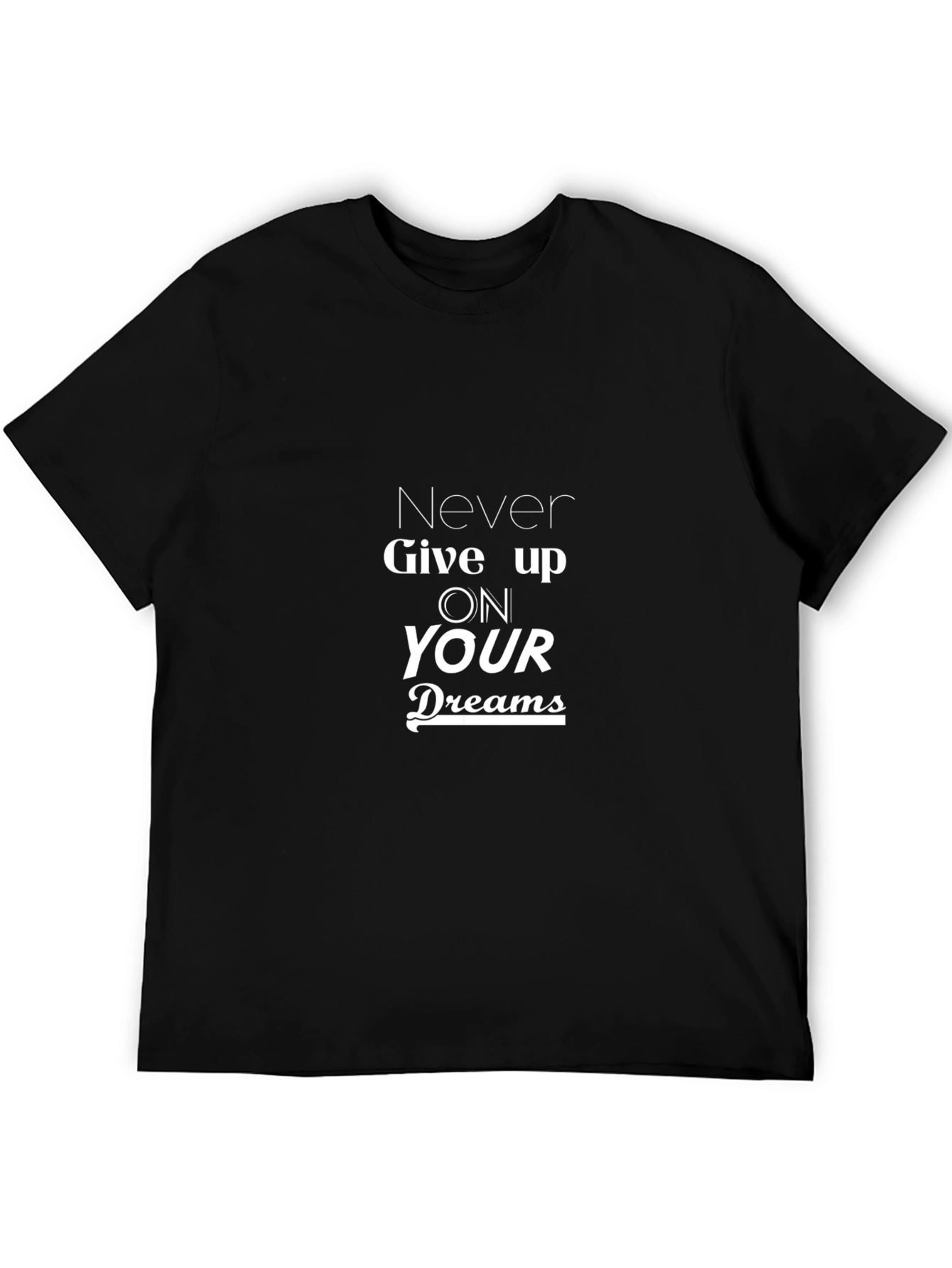 Inspirational Black T-Shirt - Never Give Up
