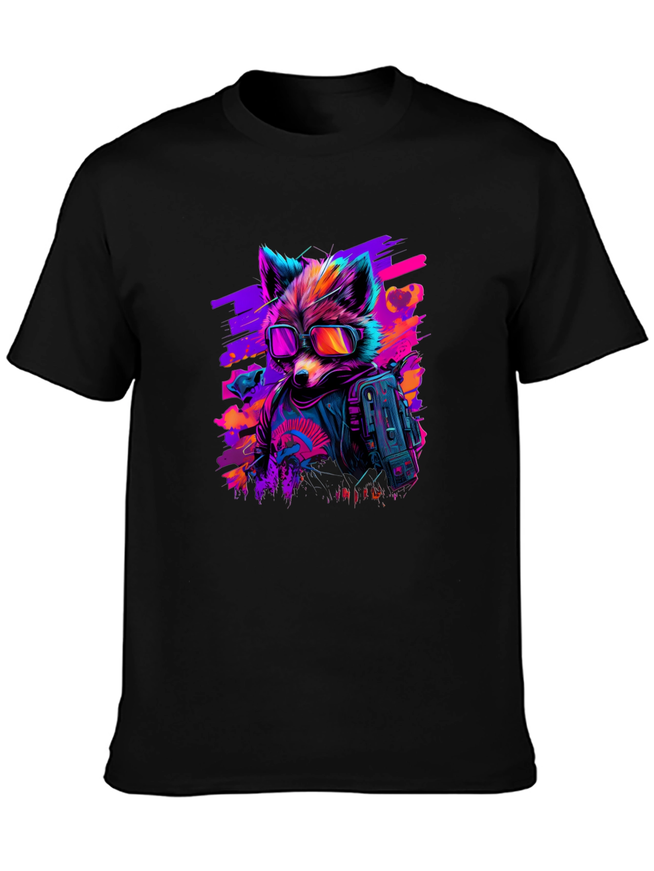 Retro Raccoon T-Shirt - Cool Neon Design