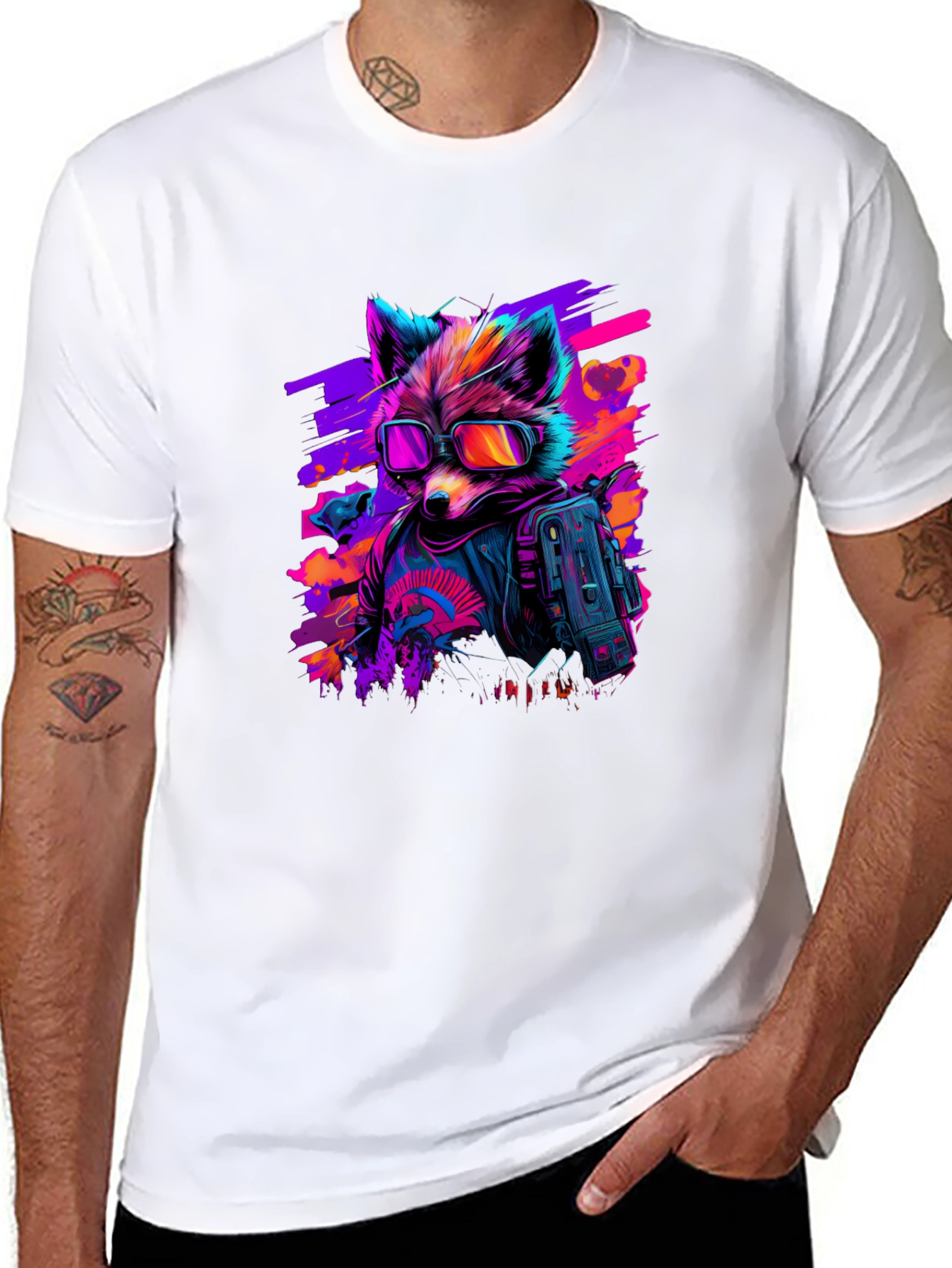 Retro Raccoon T-Shirt - Cool Neon Design