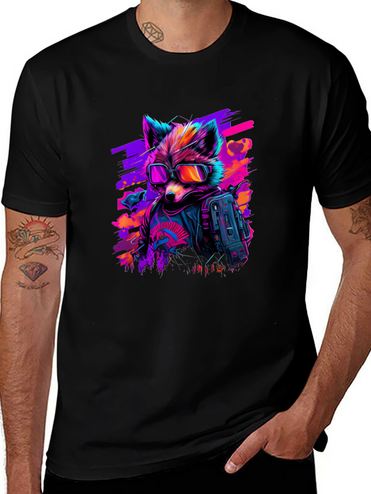 Retro Raccoon T-Shirt - Cool Neon Design
