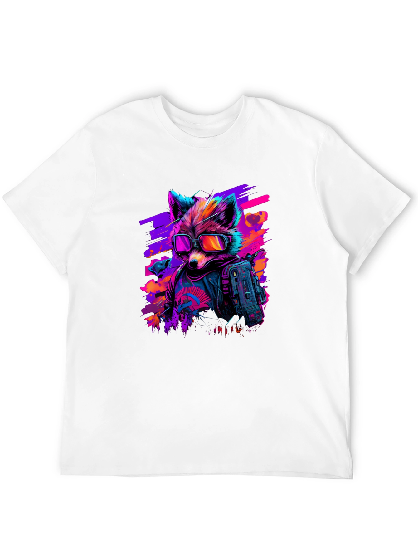 Retro Raccoon T-Shirt - Cool Neon Design