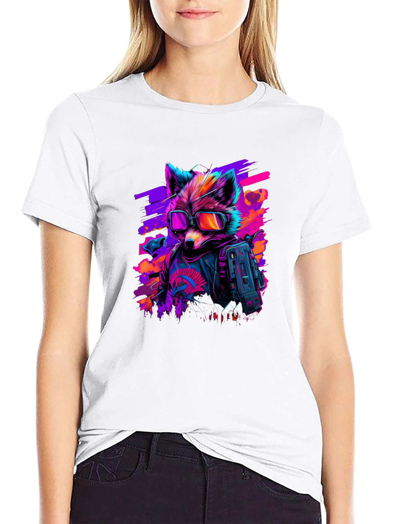 Retro Raccoon T-Shirt - Cool Neon Design