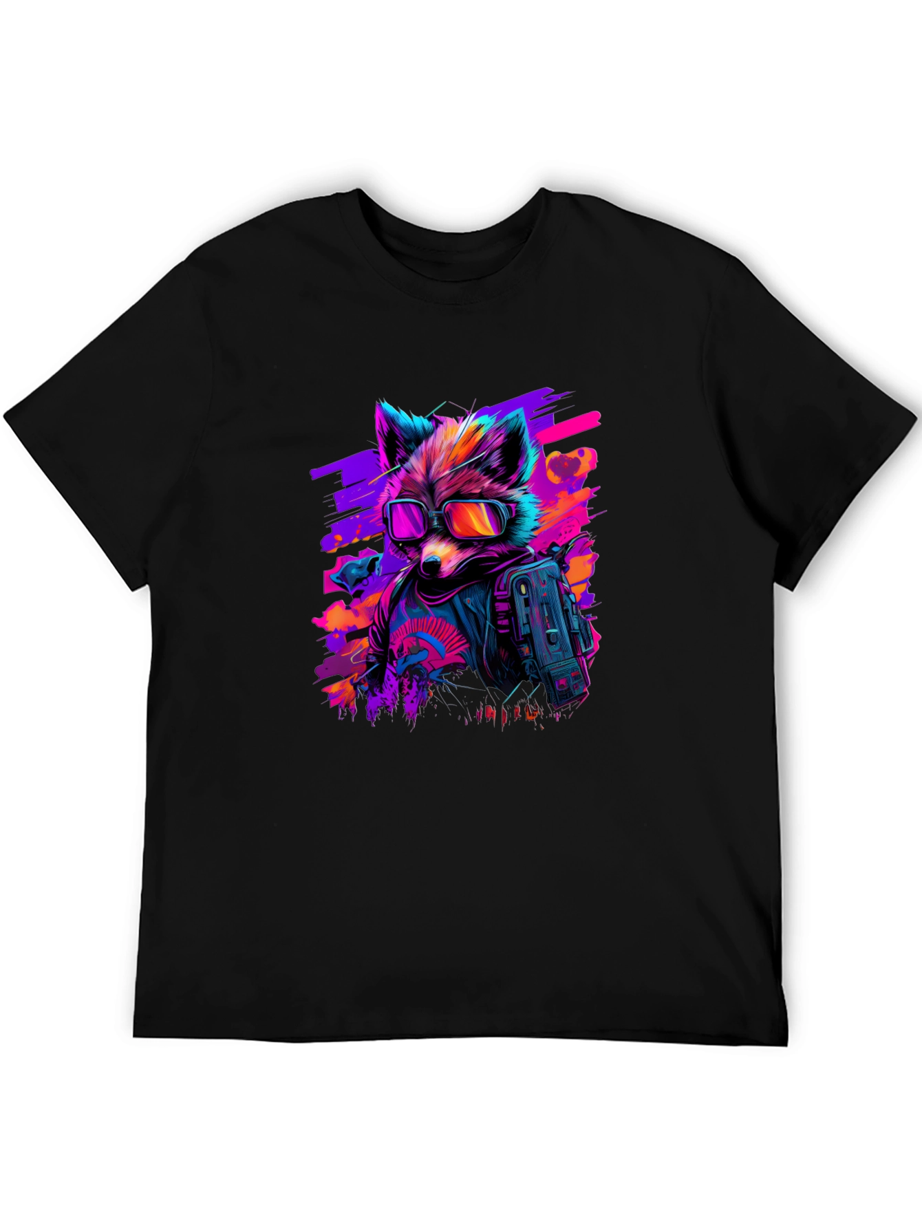 Retro Raccoon T-Shirt - Cool Neon Design