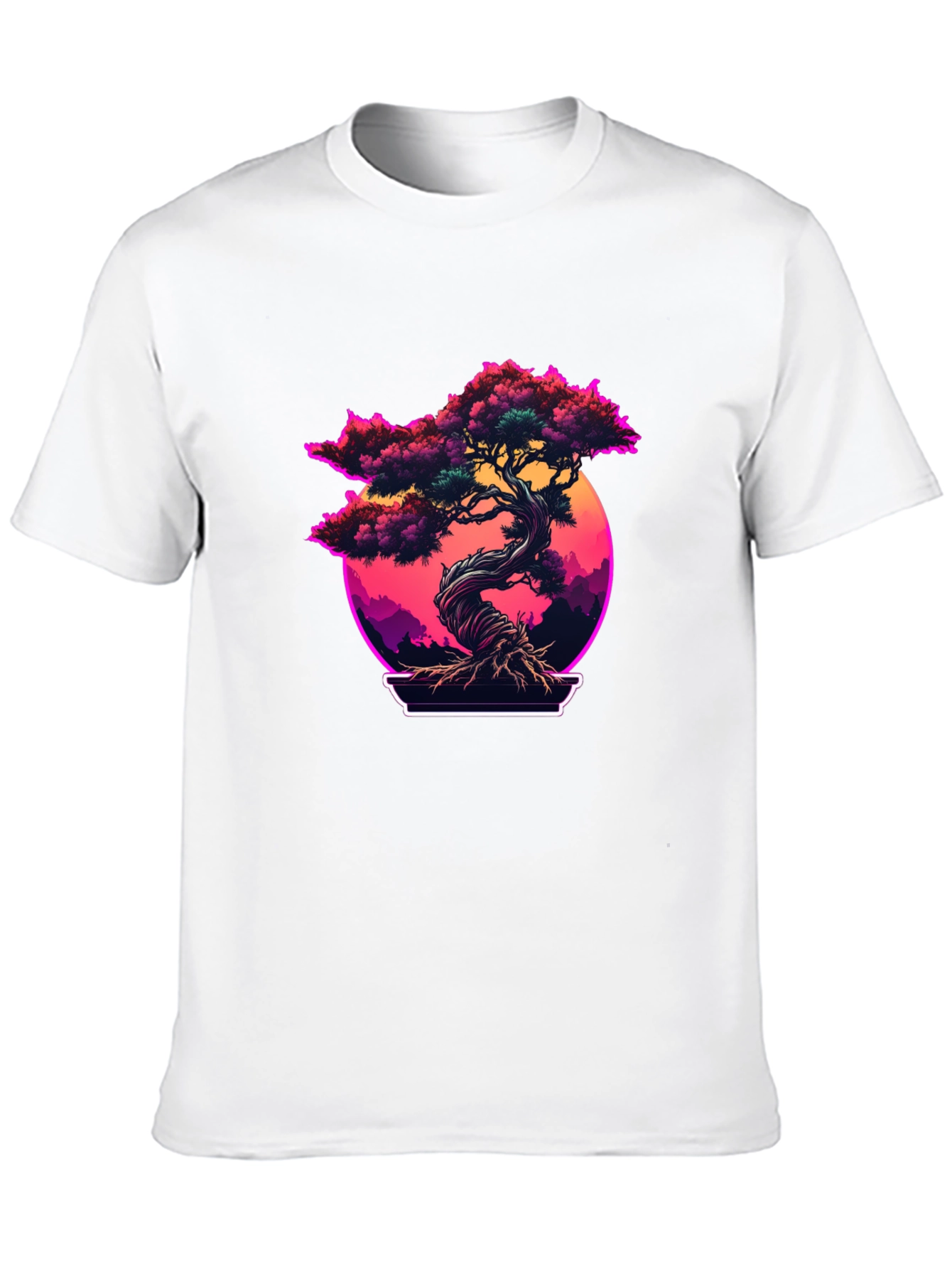 Retro Bonsai Tree Graphic T-Shirt
