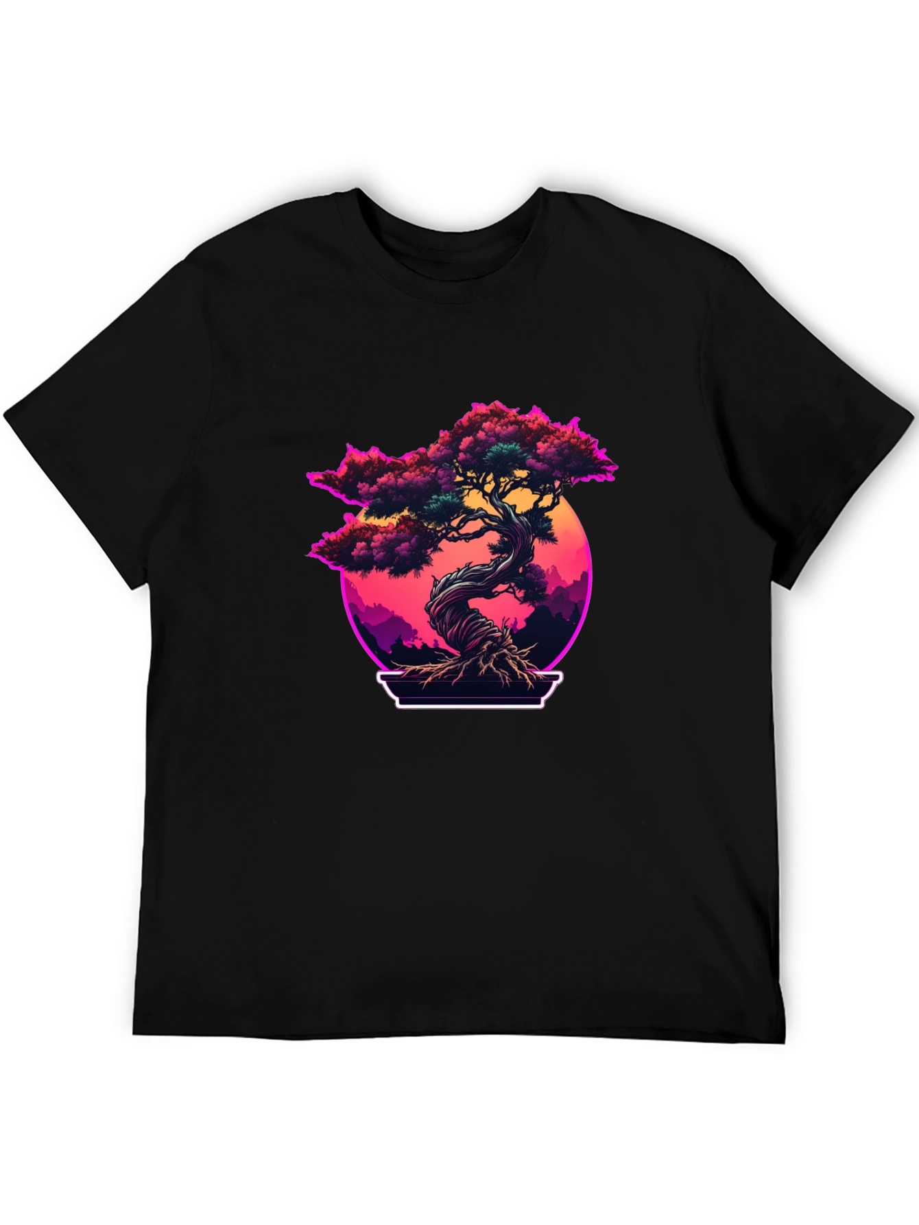 Retro Bonsai Tree Graphic T-Shirt
