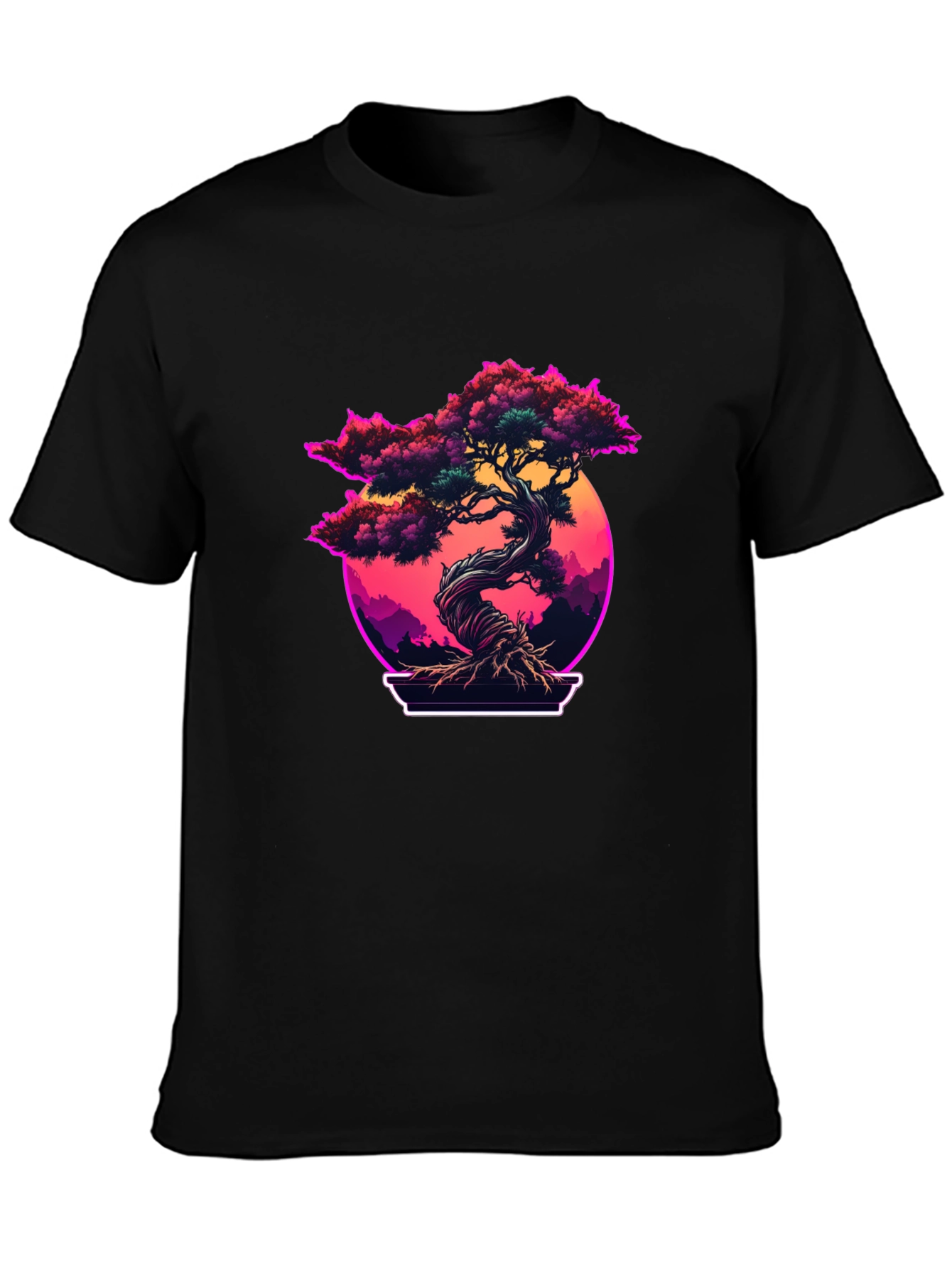 Retro Bonsai Tree Graphic T-Shirt