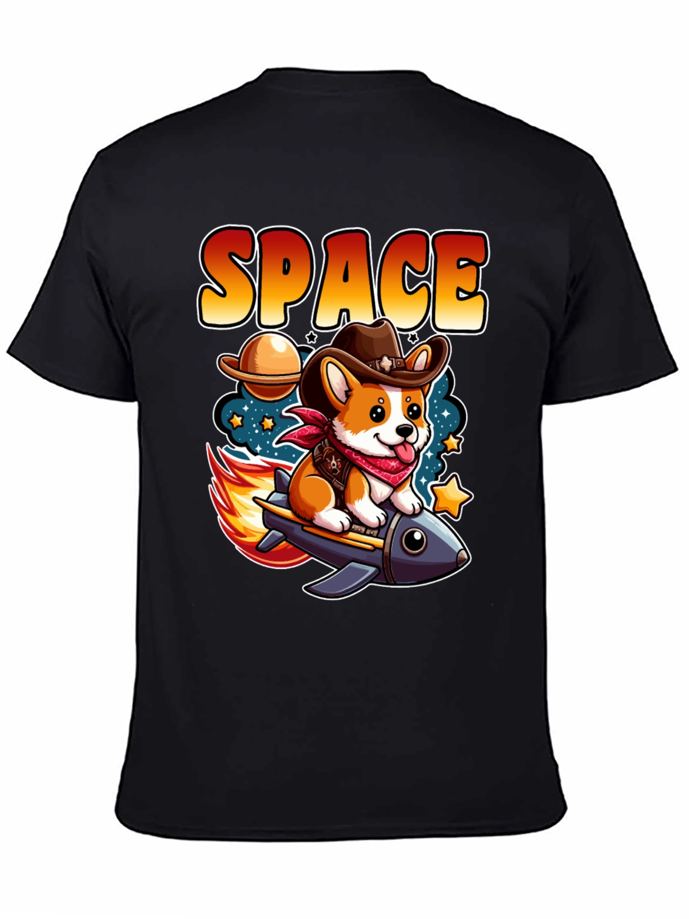 Space Cowboy Corgi Rocket T-Shirt