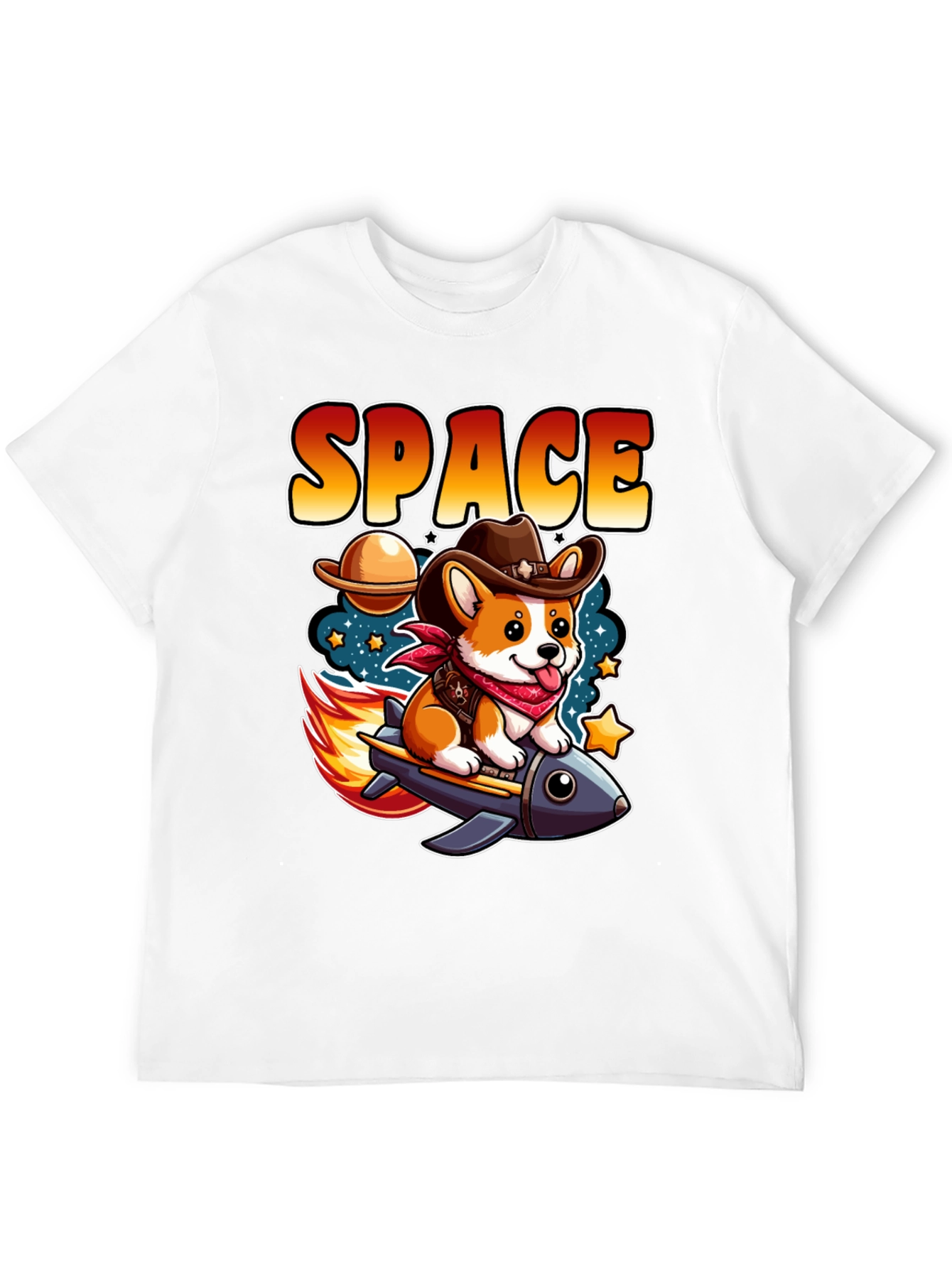 Space Cowboy Corgi Rocket T-Shirt